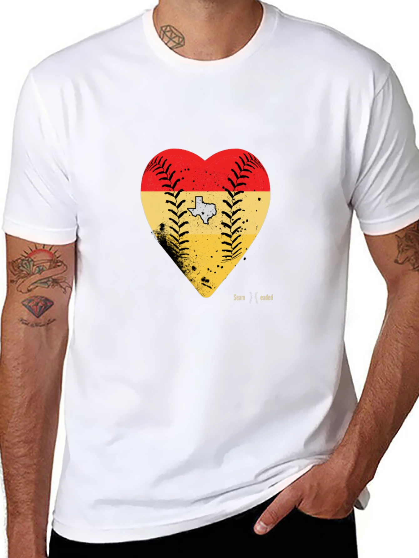 Texas Baseball Heart Graphic T-Shirt
