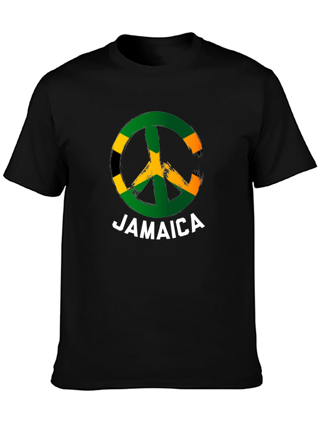 Jamaica Peace Sign T-Shirt Black Cotton