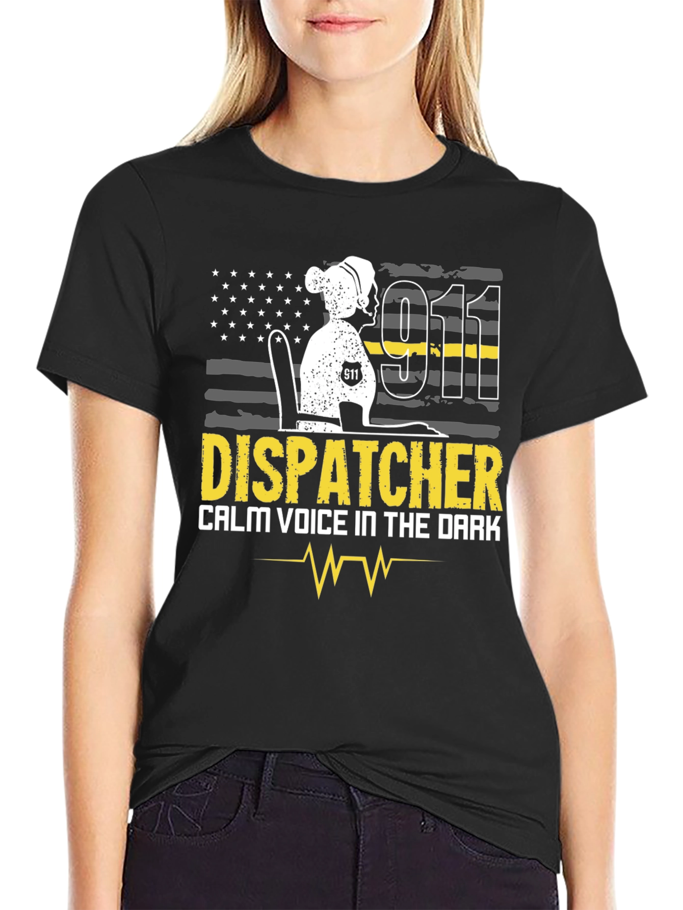 Dispatcher T-Shirt Calm Voice in the Dark 911 Design