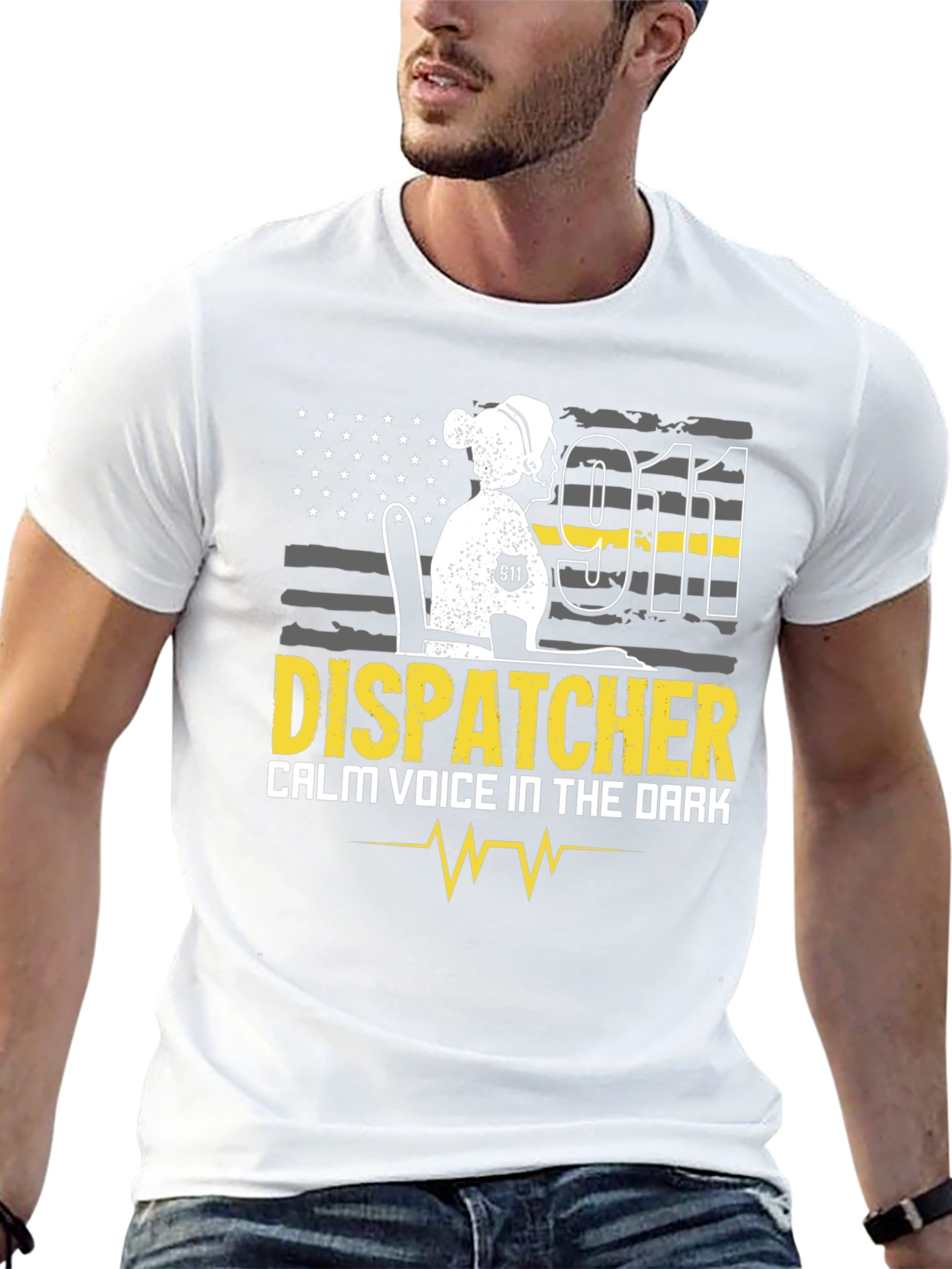 Dispatcher T-Shirt Calm Voice in the Dark 911 Design