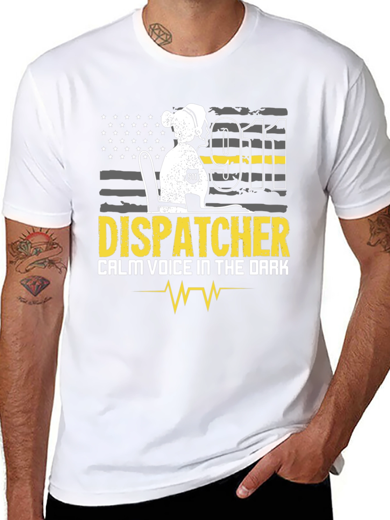 Dispatcher T-Shirt Calm Voice in the Dark 911 Design