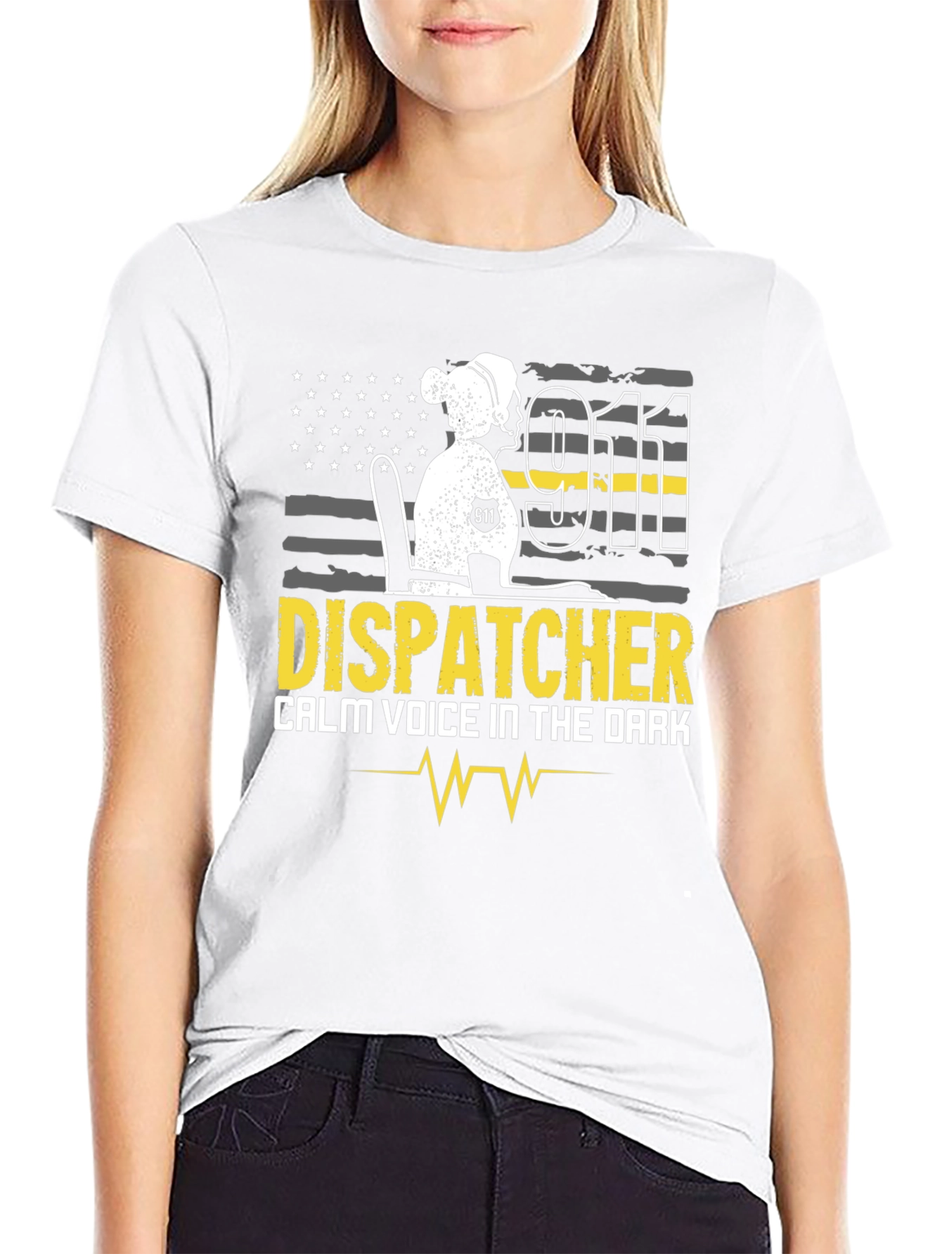 Dispatcher T-Shirt Calm Voice in the Dark 911 Design