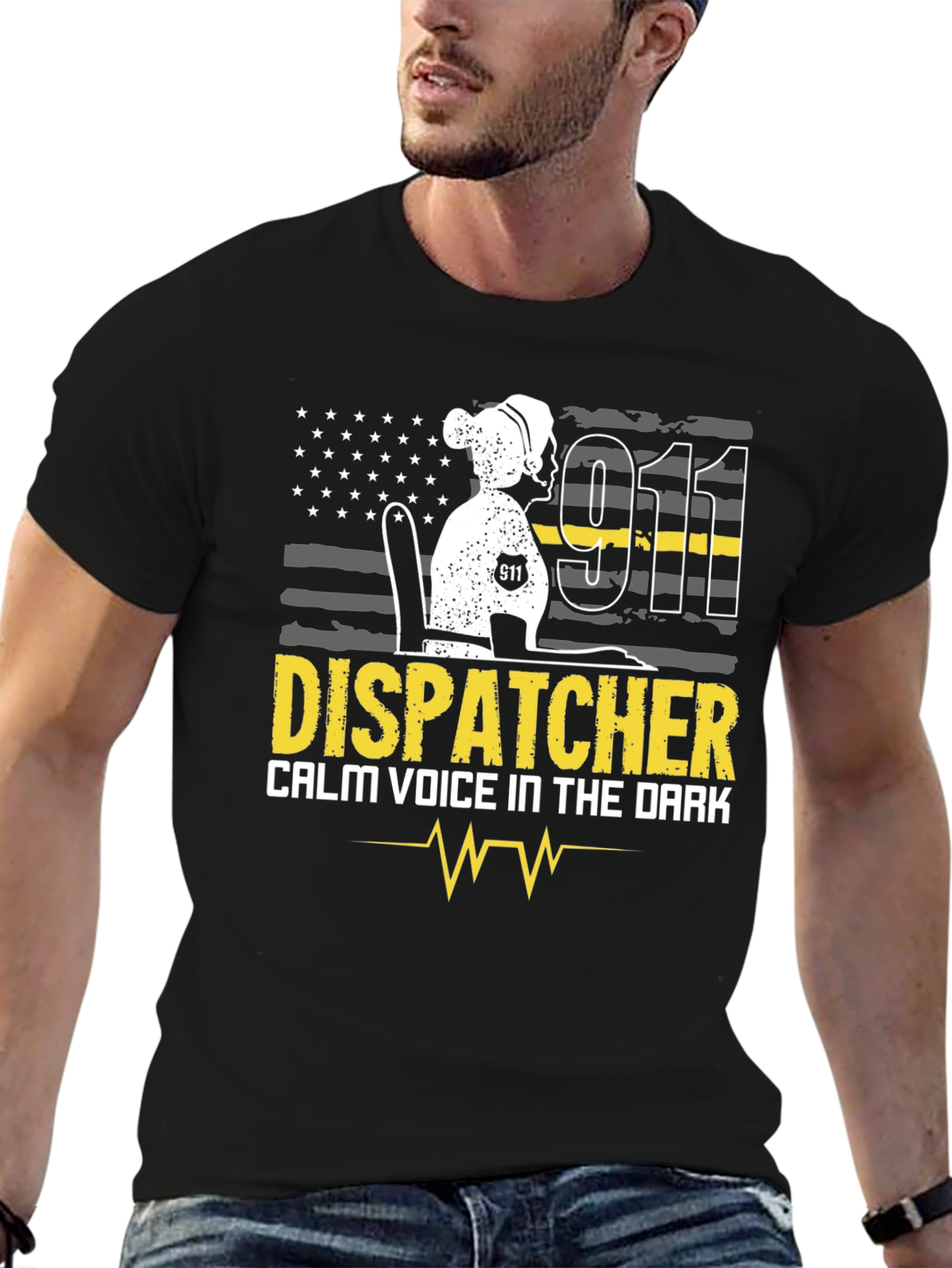 Dispatcher T-Shirt Calm Voice in the Dark 911 Design
