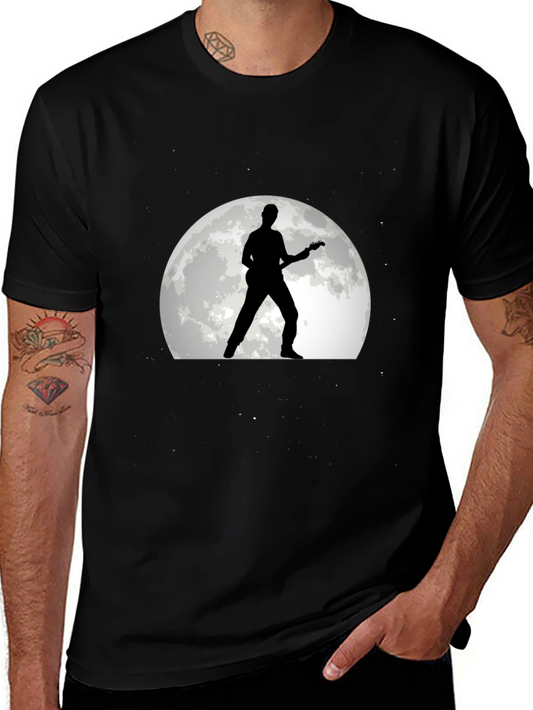 Guitarist Moon Silhouette Black T-Shirt