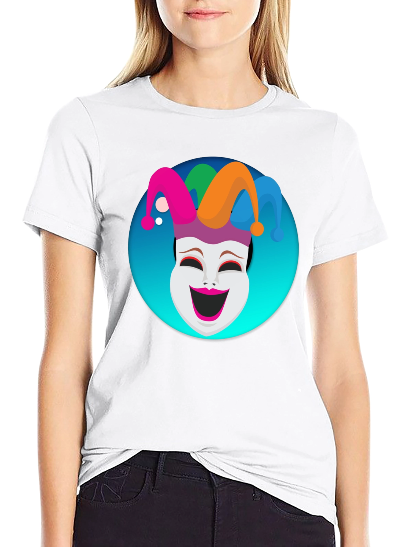 Jester Mask Graphic Tee - Black