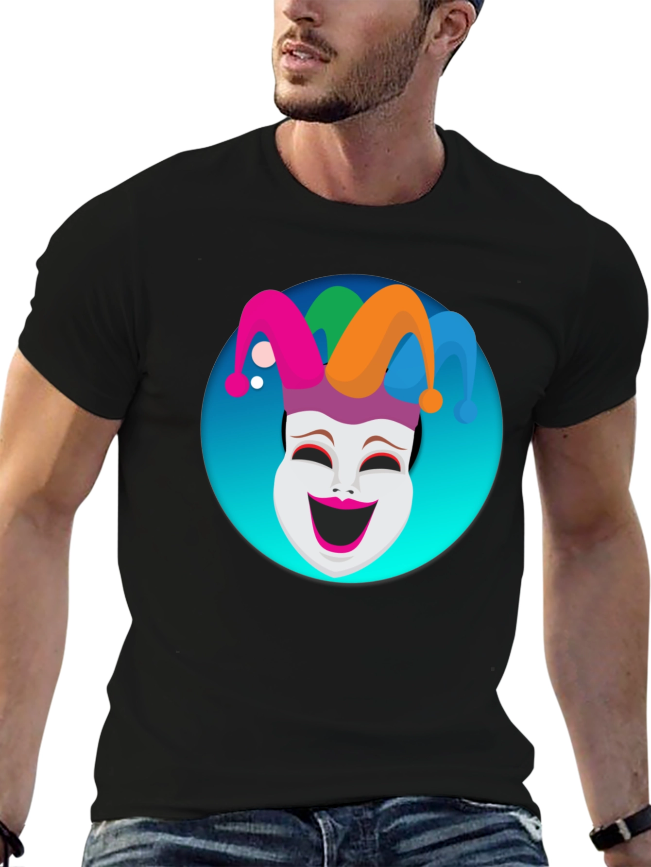 Jester Mask Graphic Tee - Black