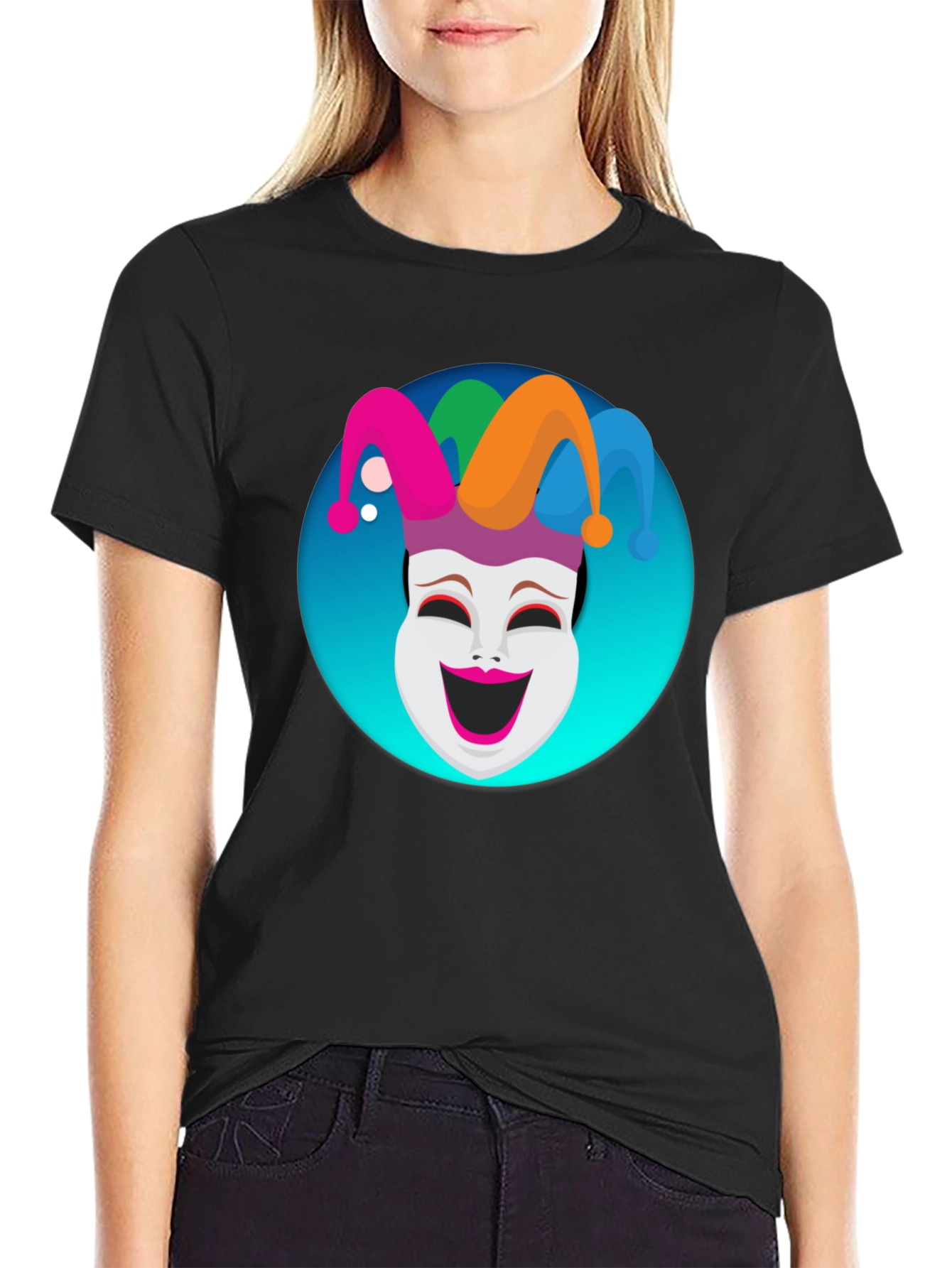 Jester Mask Graphic Tee - Black