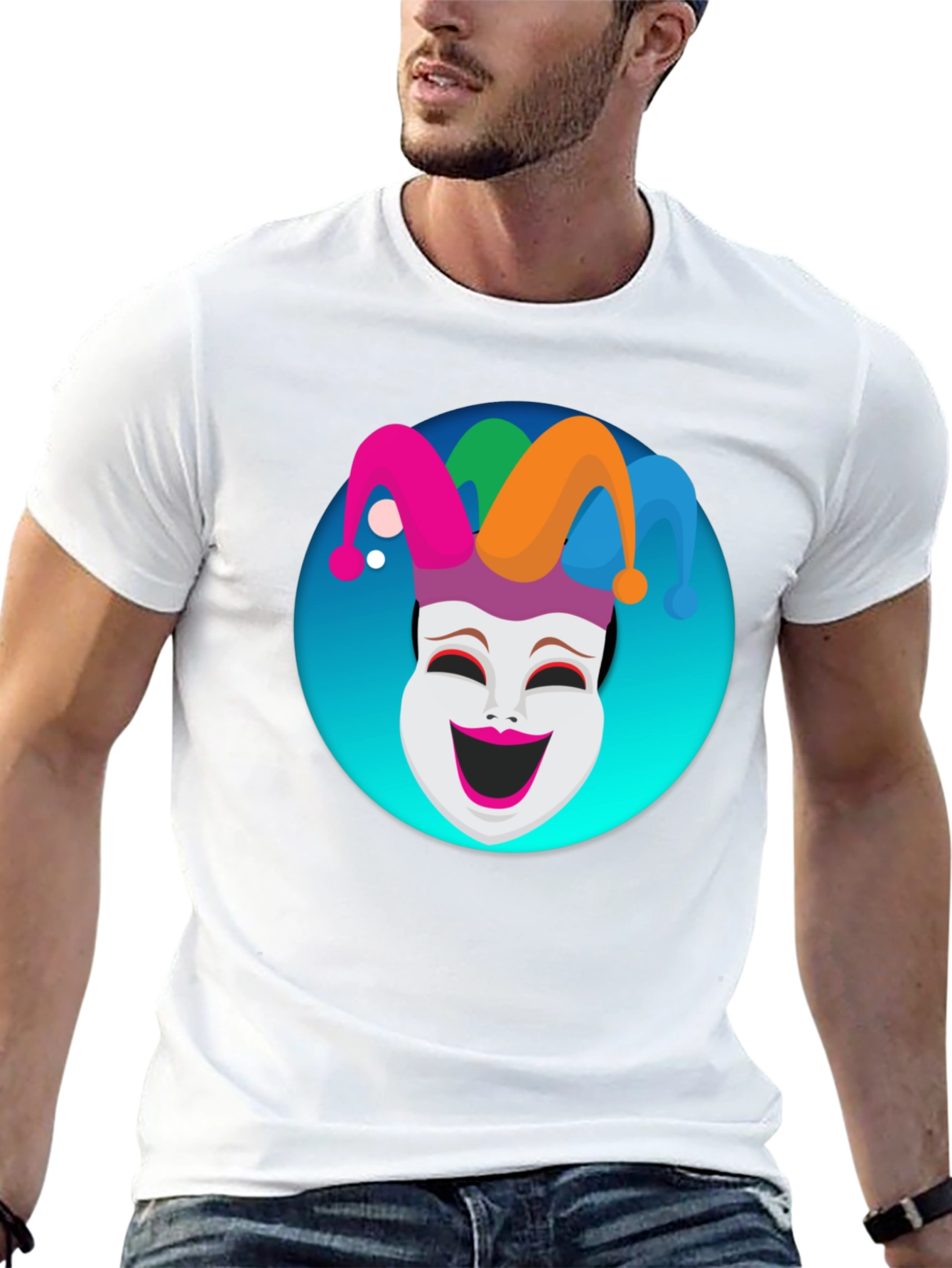 Jester Mask Graphic Tee - Black