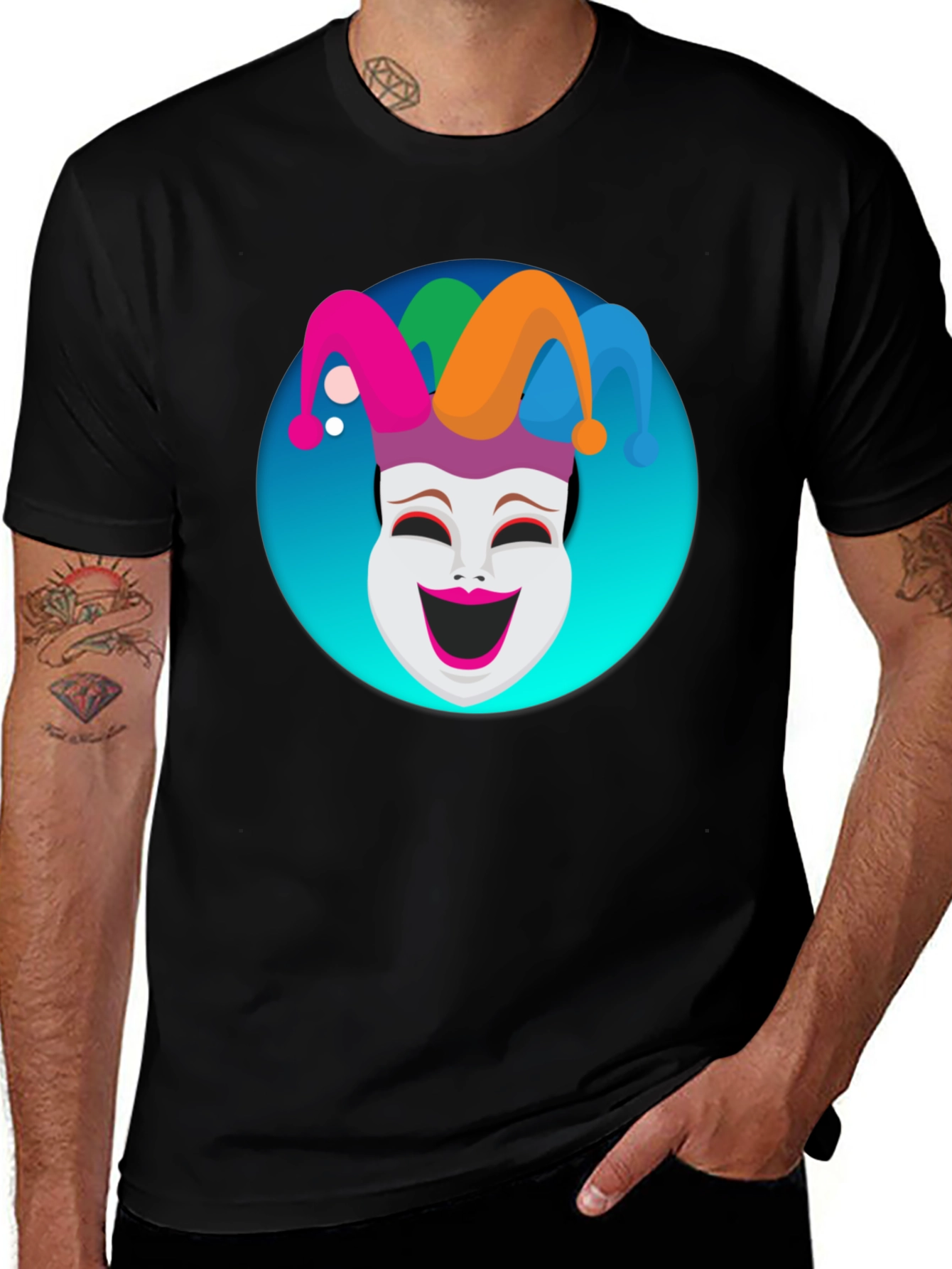 Jester Mask Graphic Tee - Black