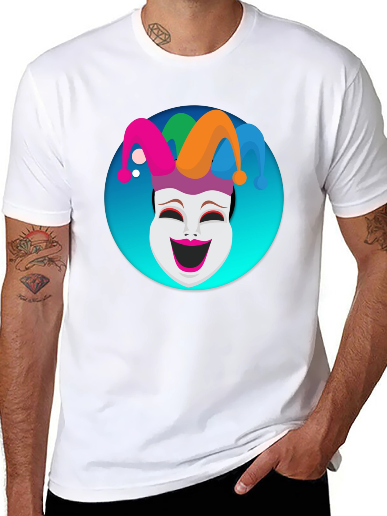 Jester Mask Graphic Tee - Black