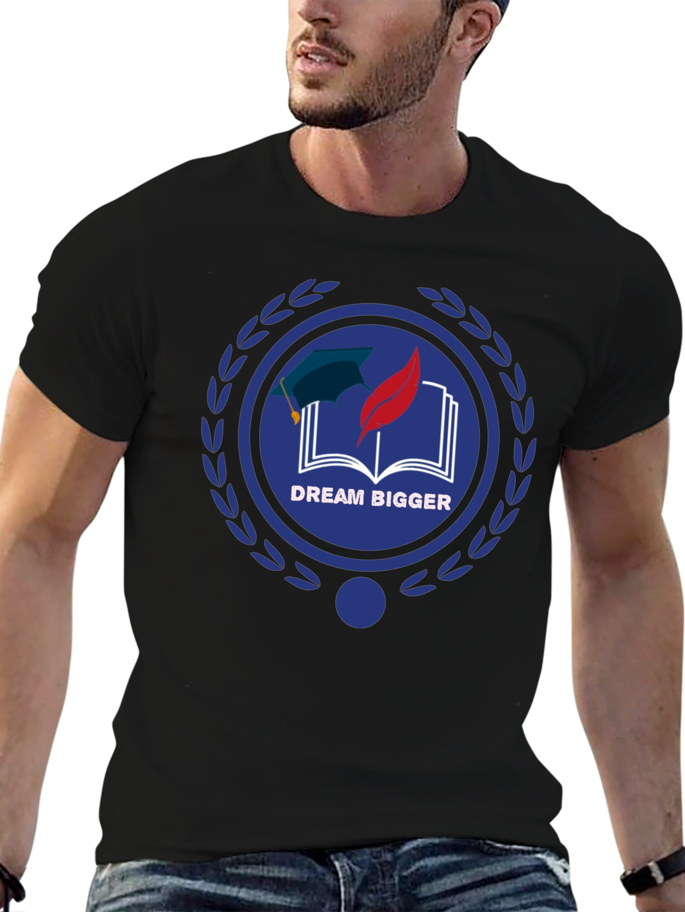 Dream Bigger Graphic Tee - Black Cotton T-Shirt