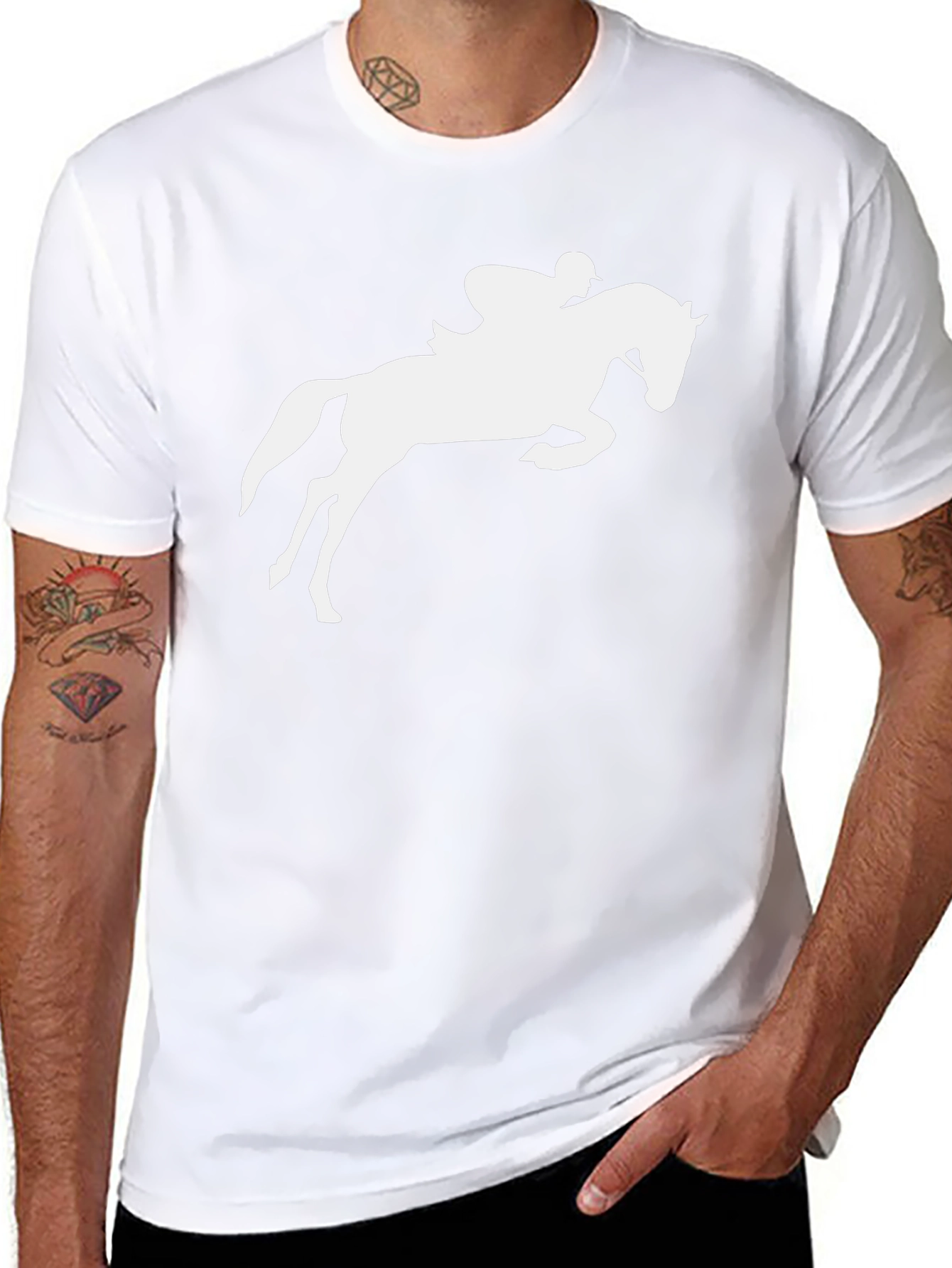 Equestrian Horse Jumping Graphic Tee - Black