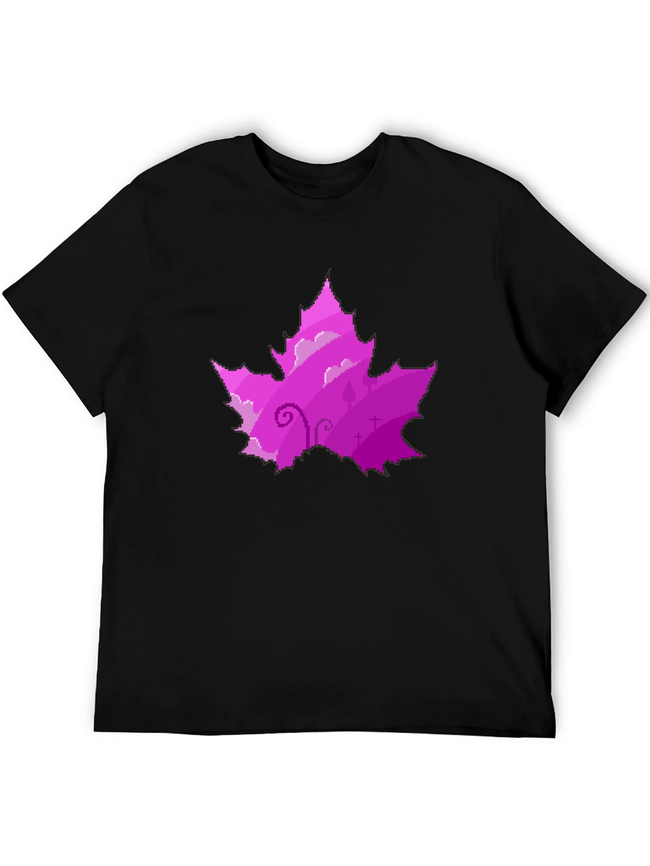 Pixelated Purple Maple Leaf T-Shirt