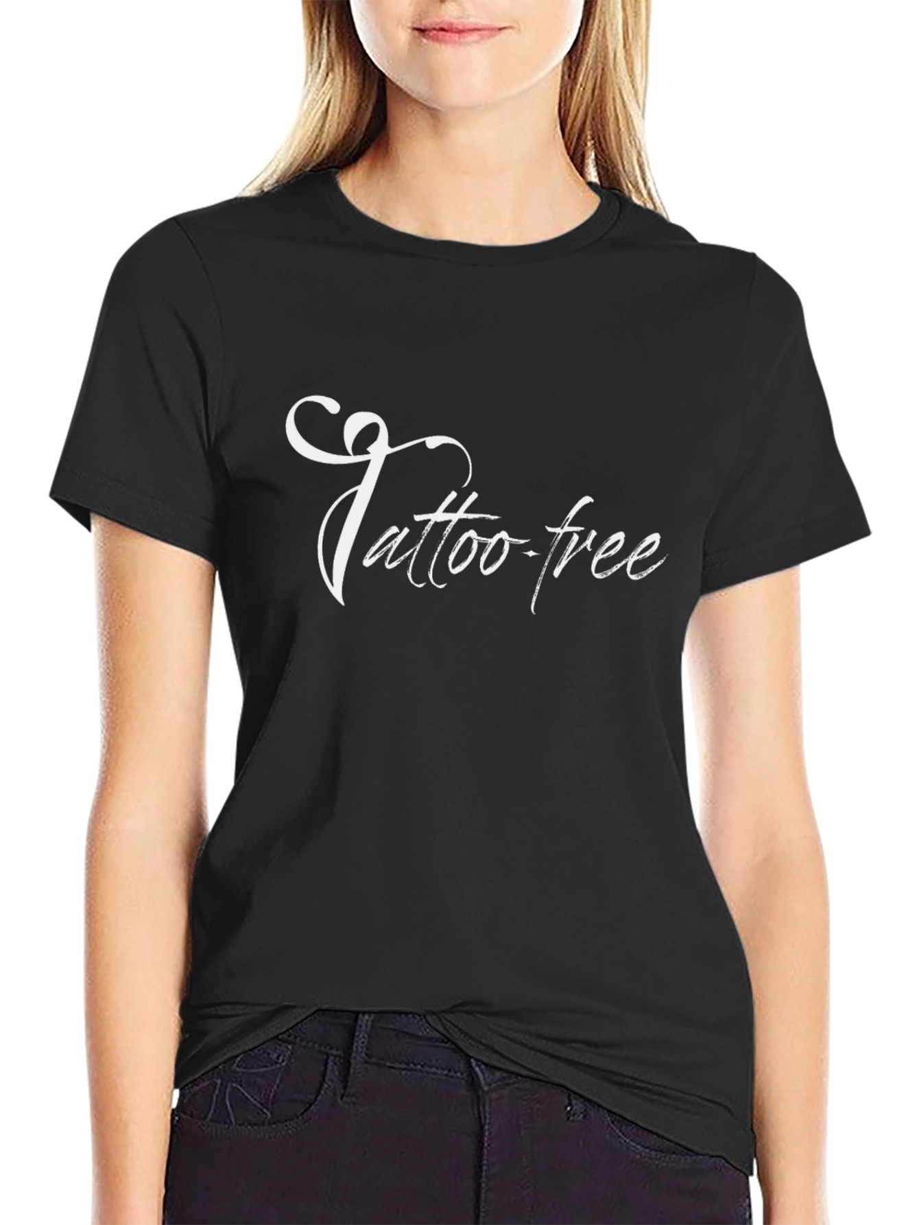 Tattoo-Free Black T-Shirt Novelty Graphic Tee