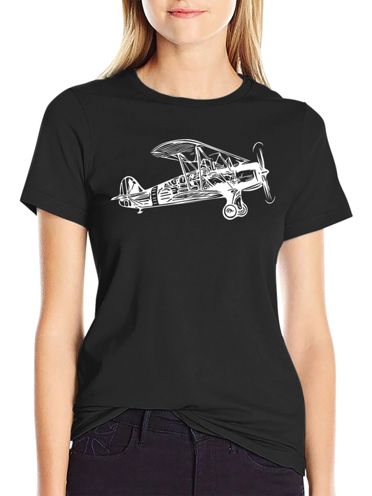 Vintage Biplane Graphic Tee - Classic Airplane T-Shirt