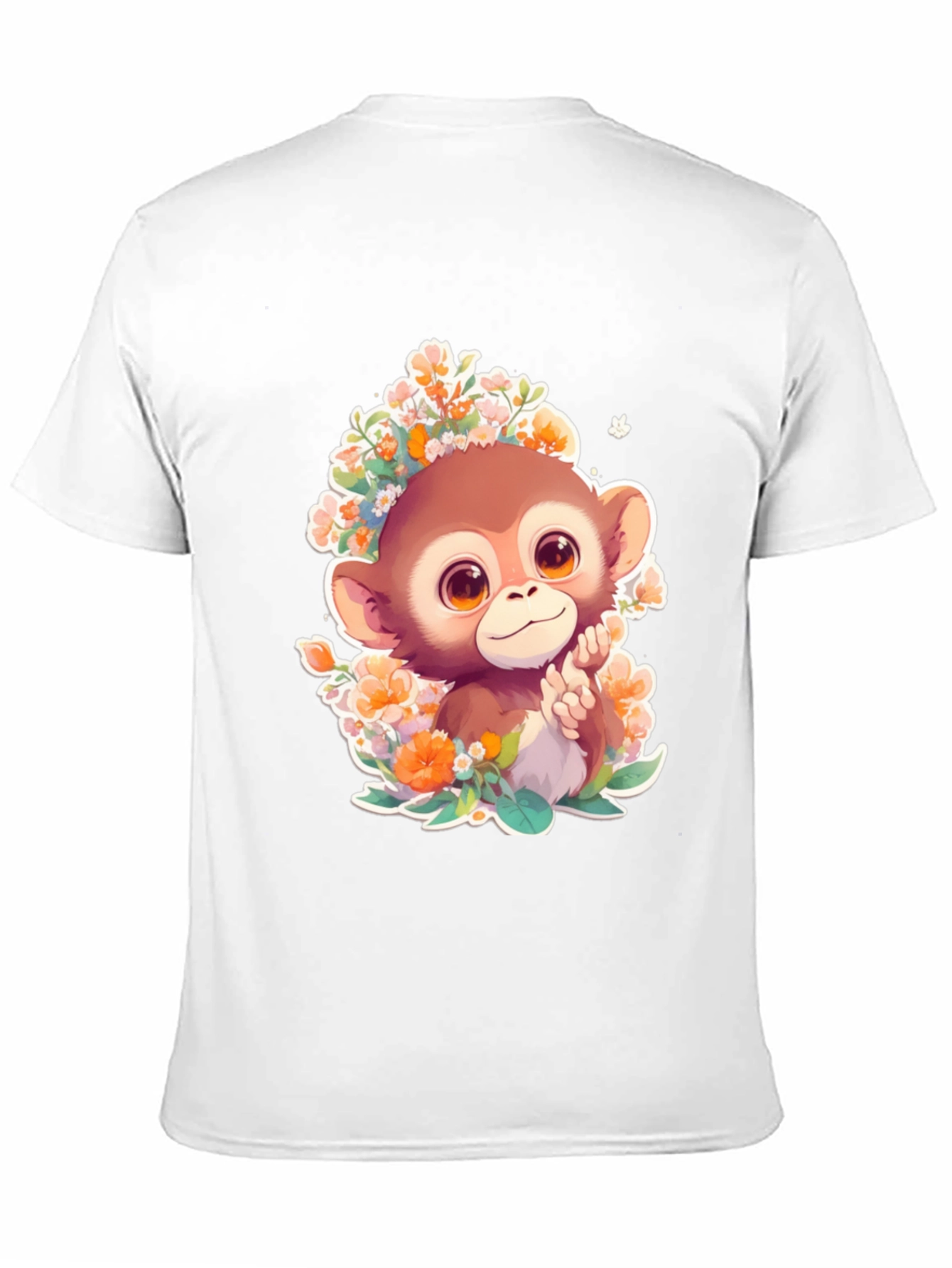 Monkey Floral Graphic Tee - Cute Cartoon Design