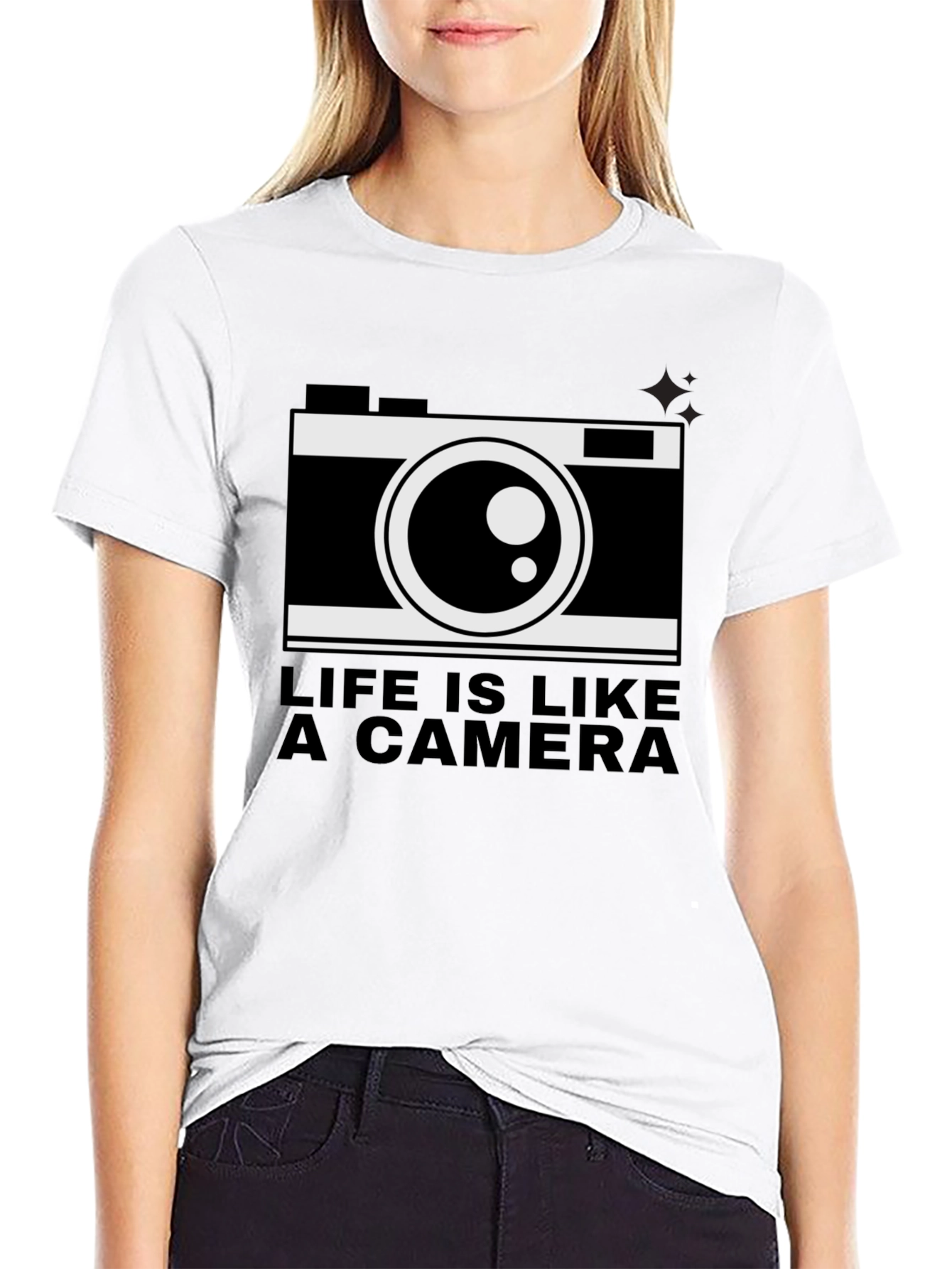 Life is Like a Camera Black T-Shirt