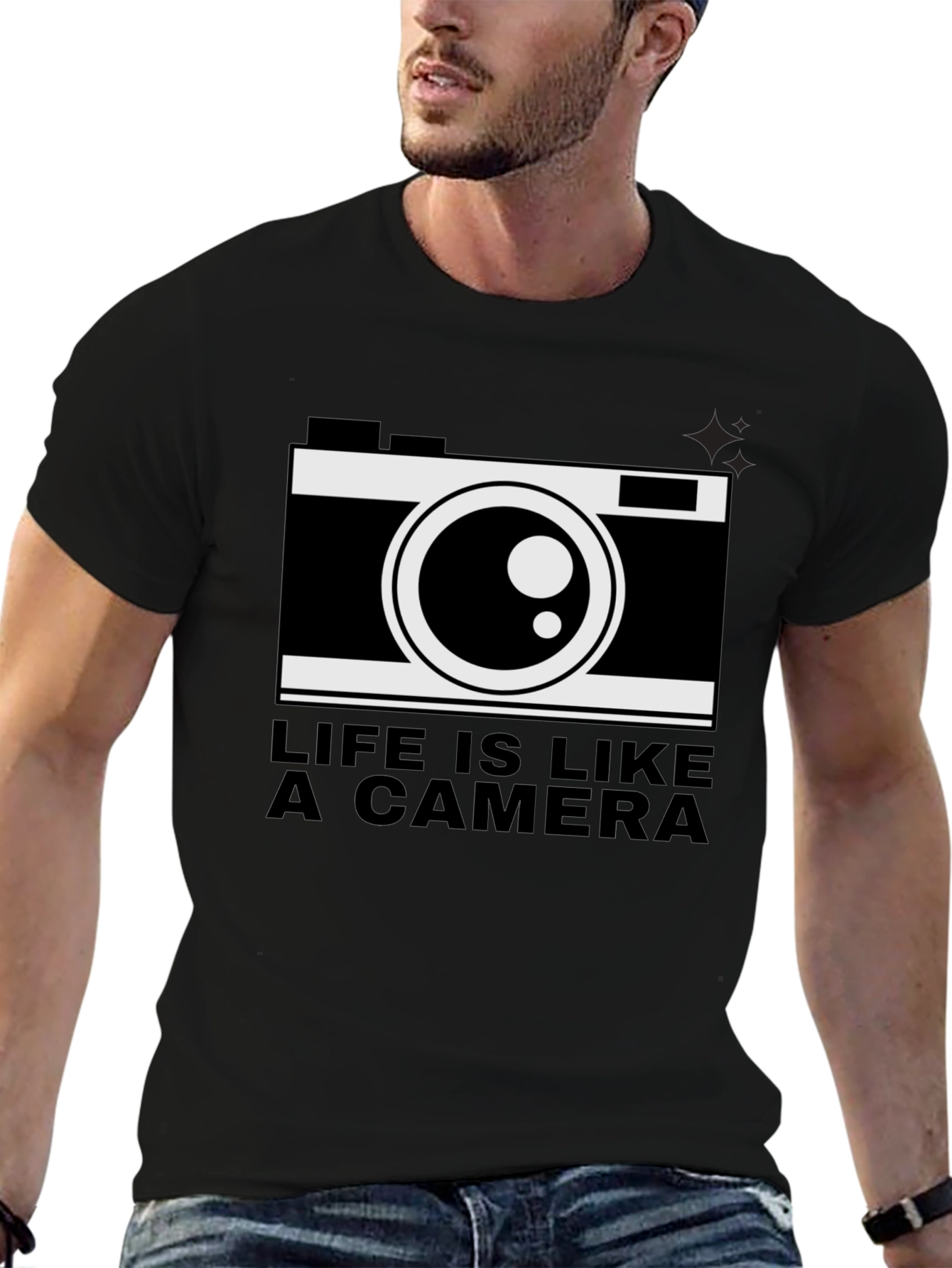 Life is Like a Camera Black T-Shirt