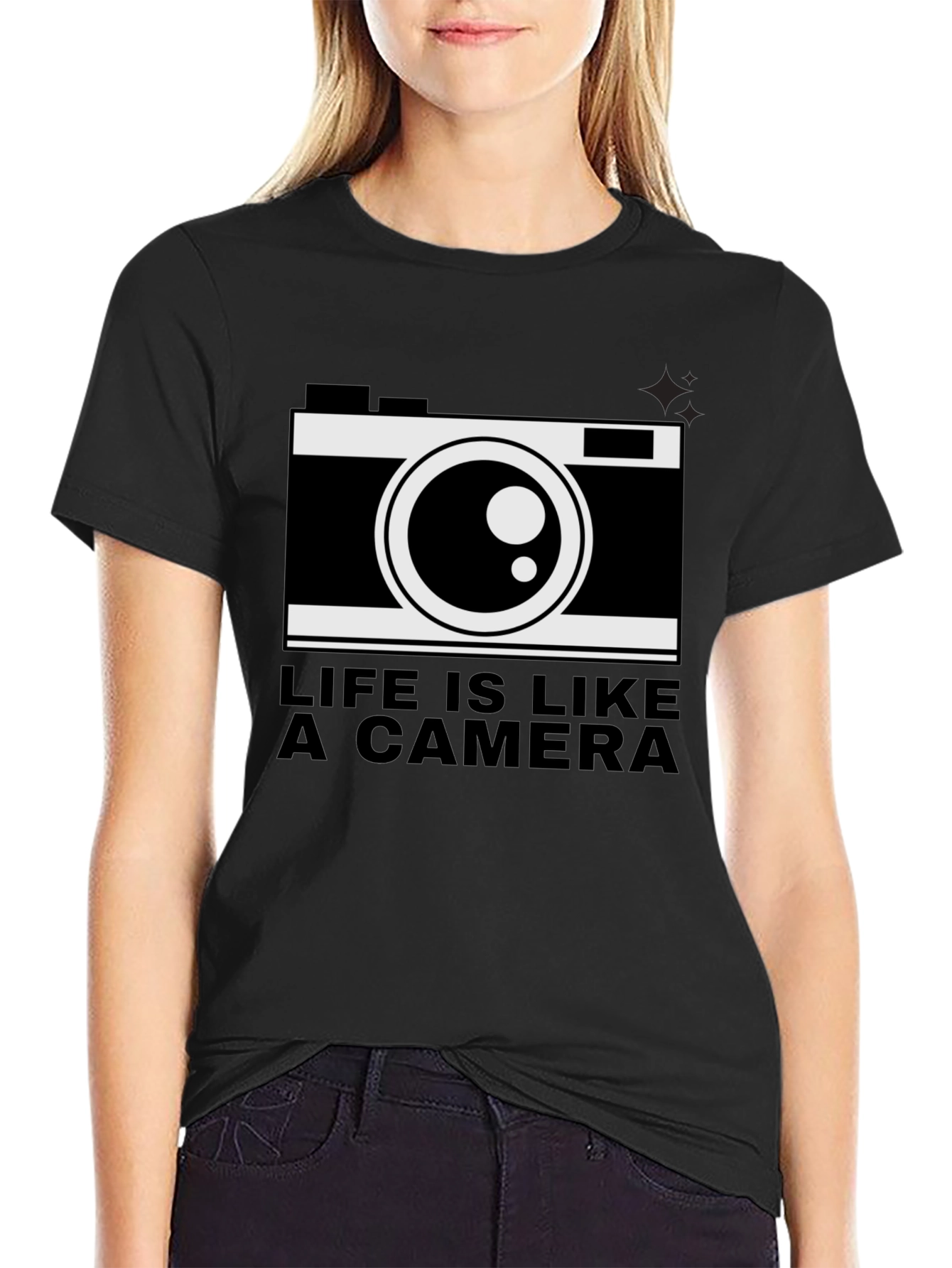 Life is Like a Camera Black T-Shirt