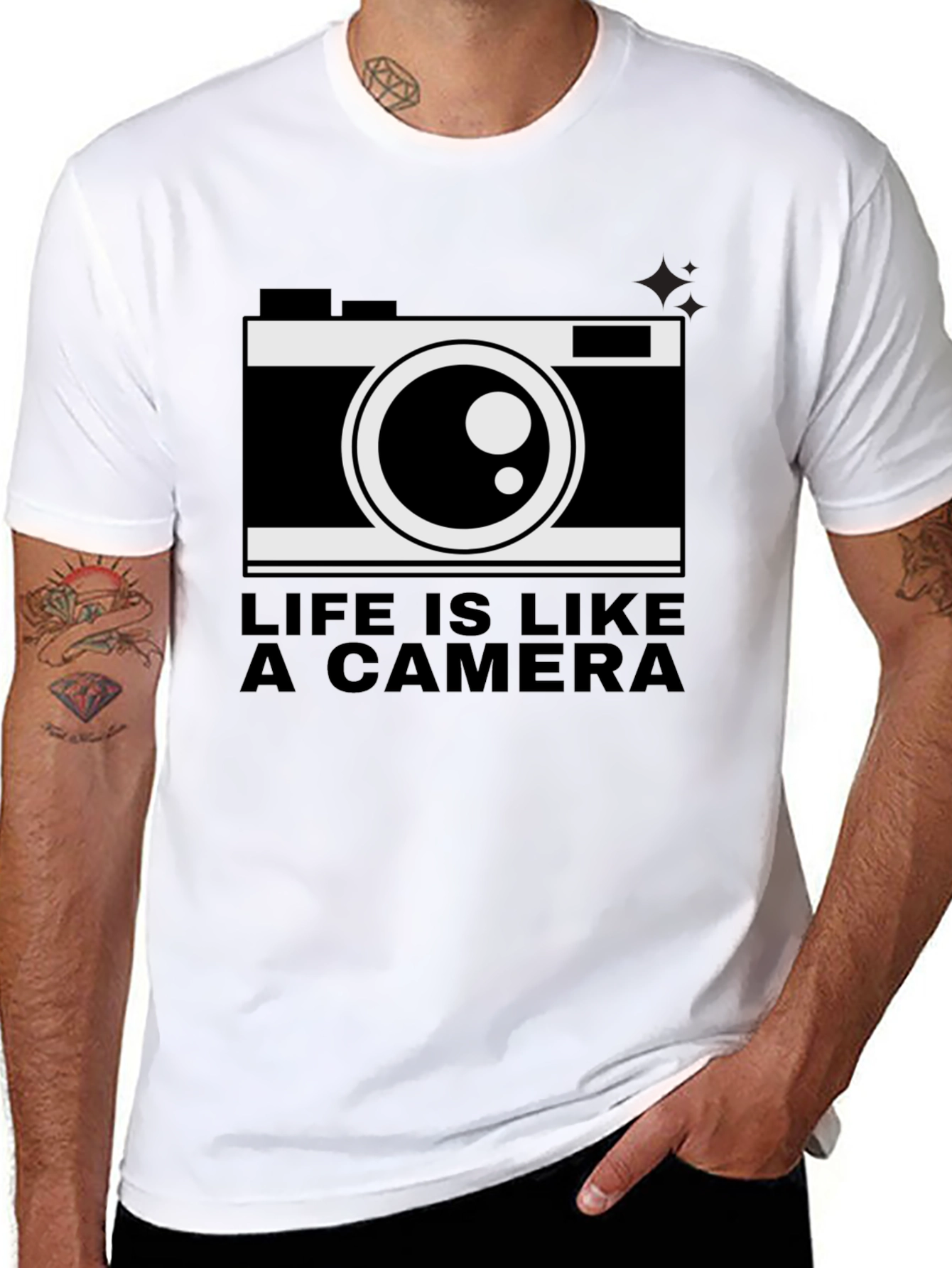 Life is Like a Camera Black T-Shirt