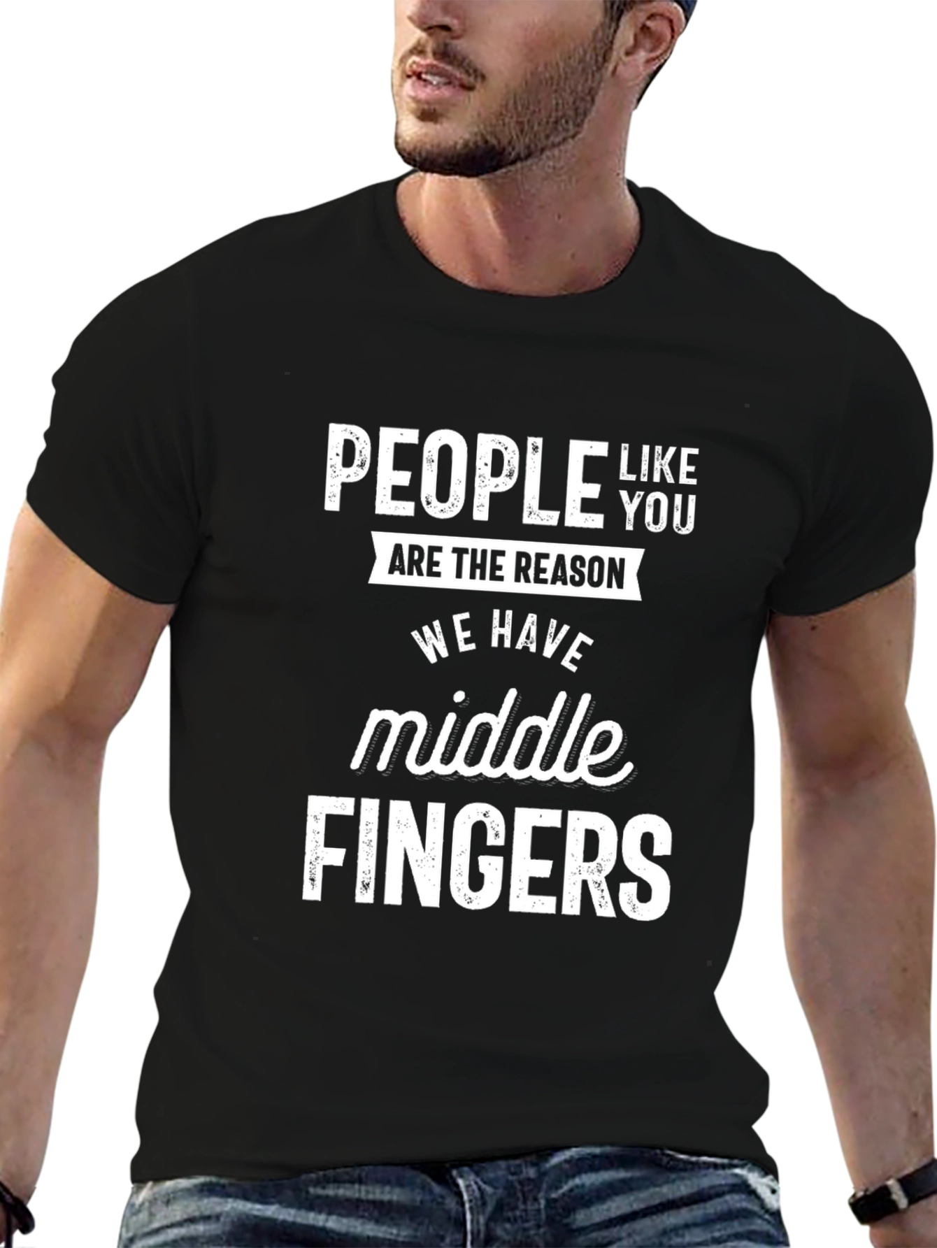 People Like You Middle Fingers Graphic Tee - Black