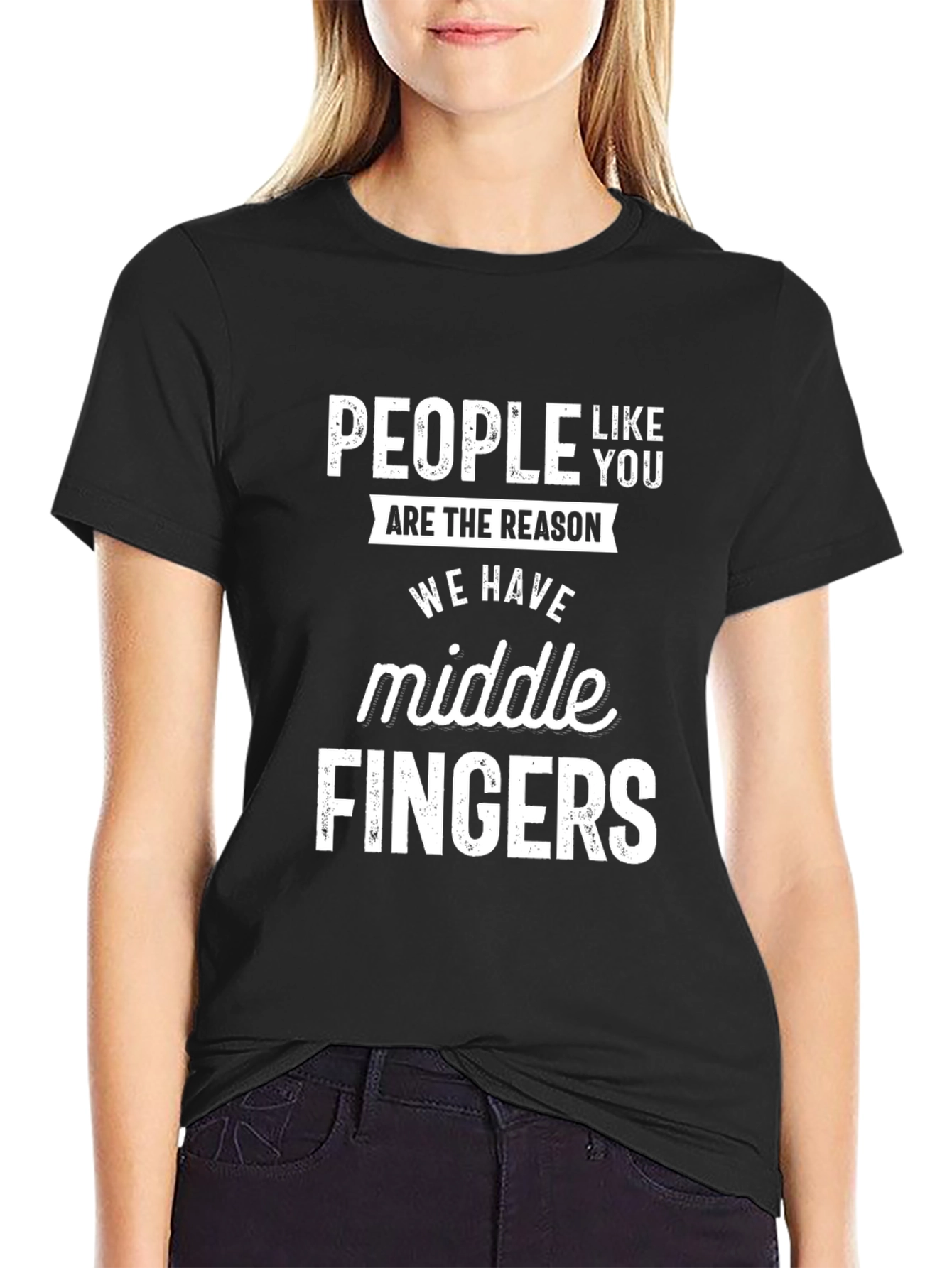 People Like You Middle Fingers Graphic Tee - Black