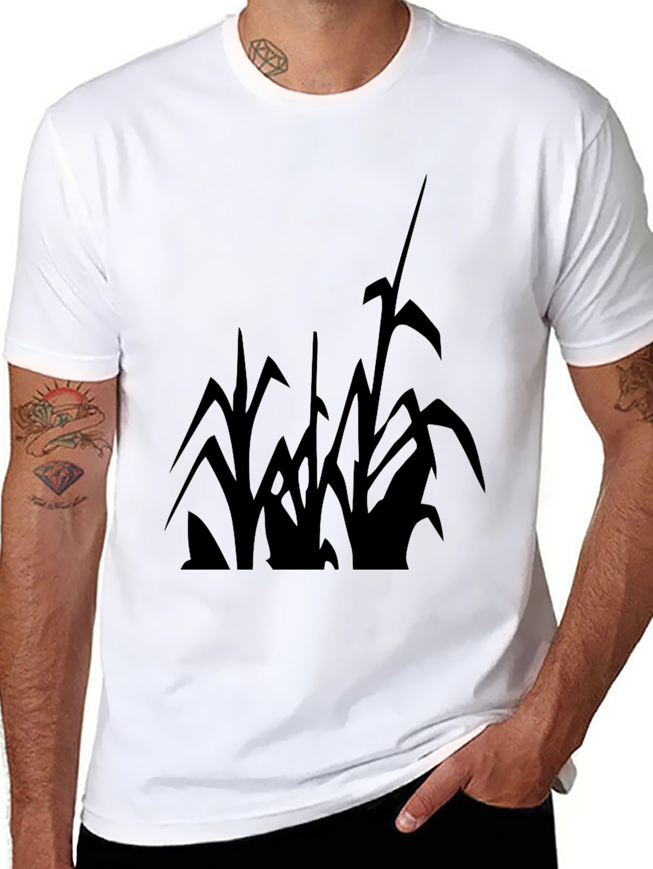 Corn Stalk Silhouette Black Graphic Tee