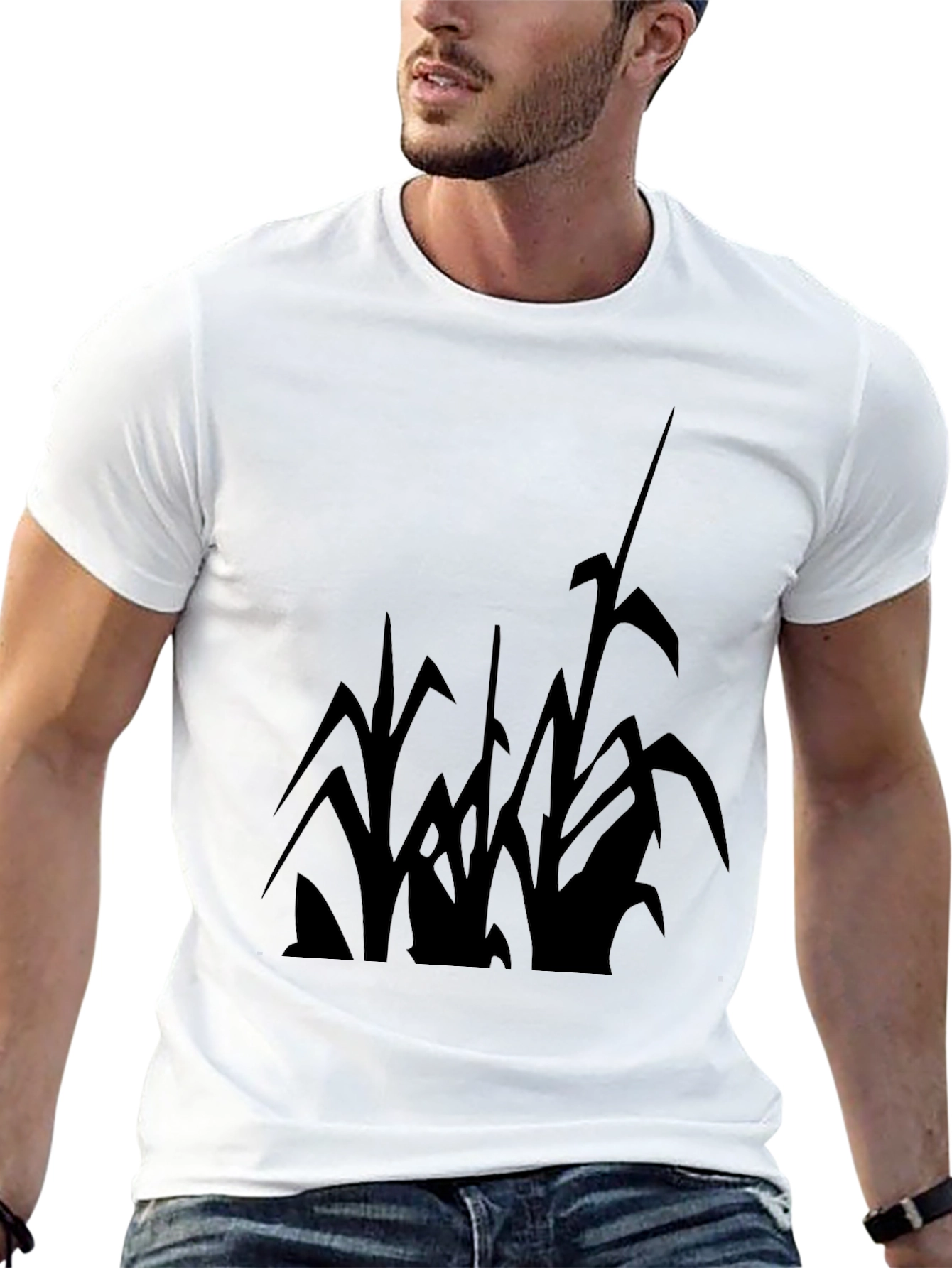 Corn Stalk Silhouette Black Graphic Tee