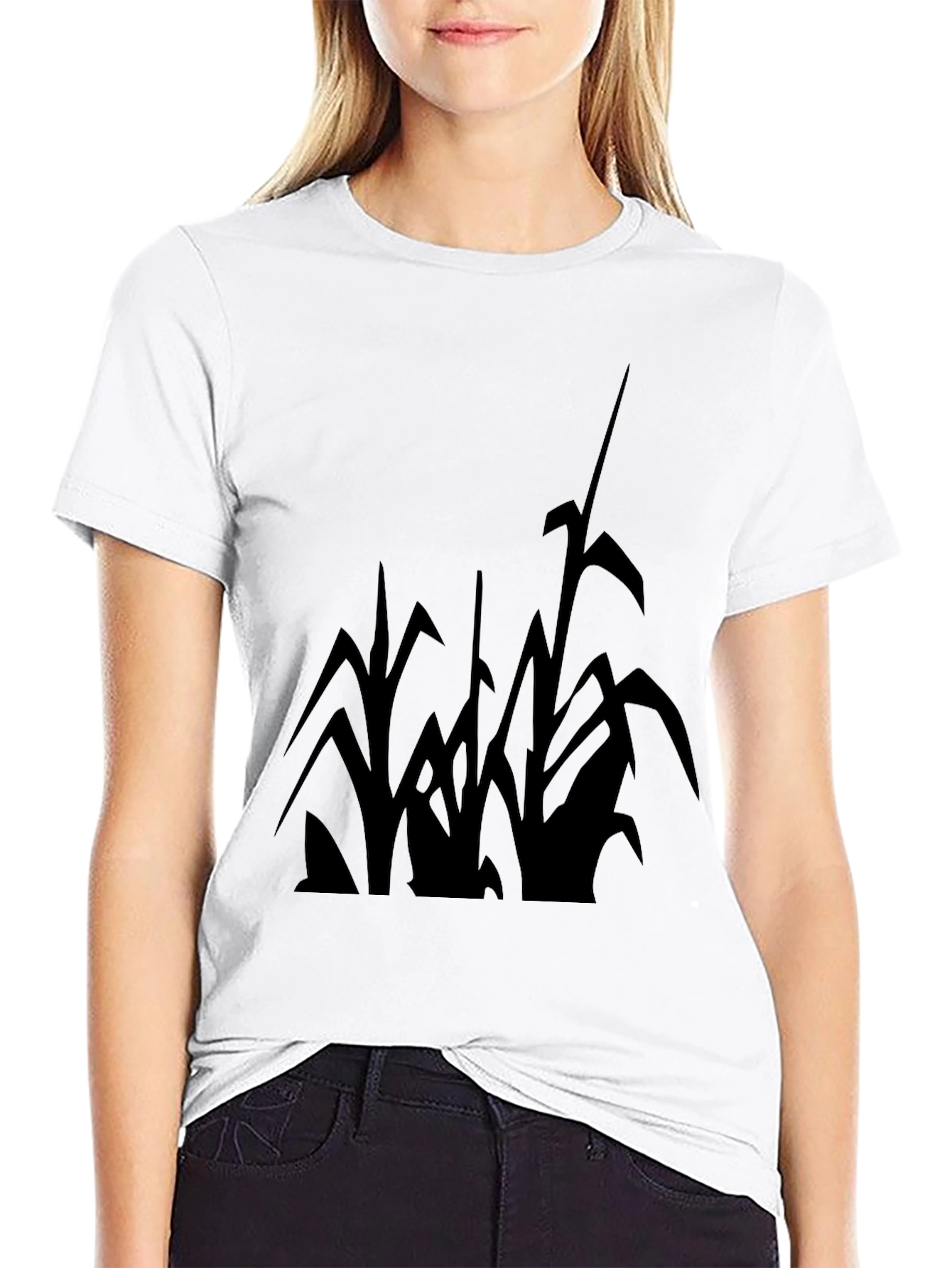 Corn Stalk Silhouette Black Graphic Tee