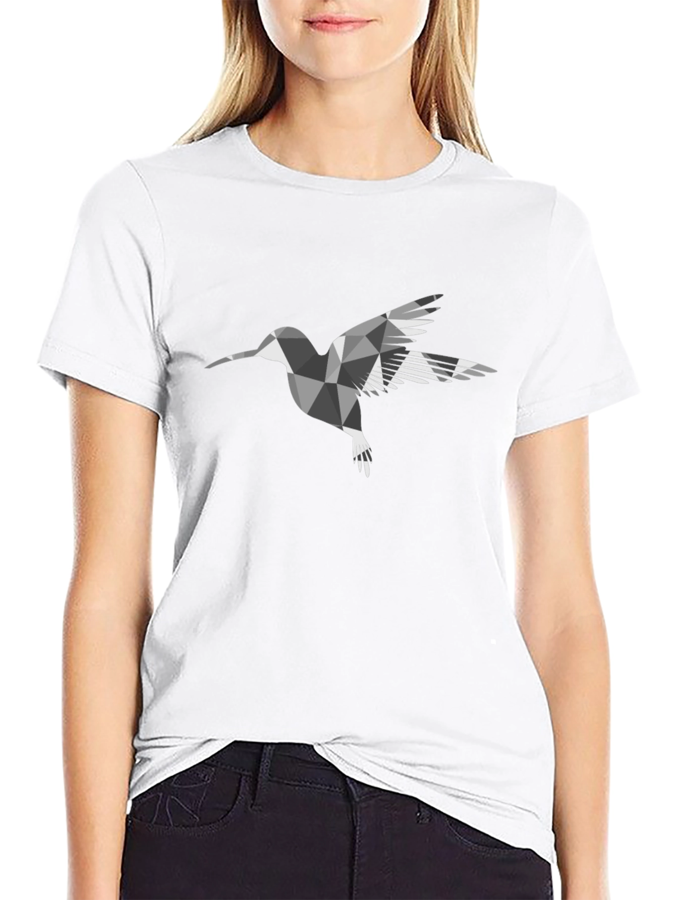 Geometric Hummingbird Graphic Tee - Stylish Bird Lover Shirt