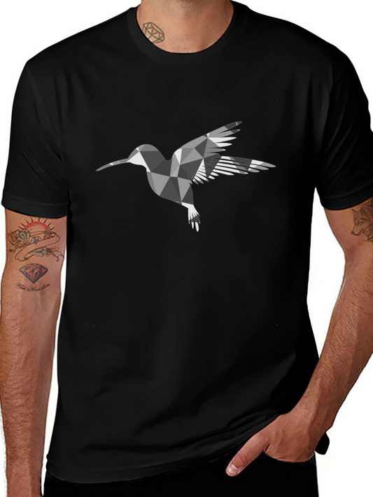Geometric Hummingbird Graphic Tee - Stylish Bird Lover Shirt