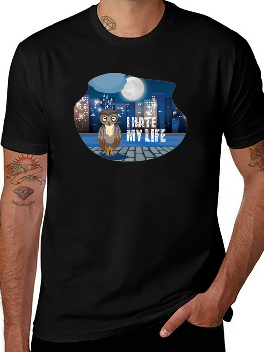 I Hate My Life Owl T-Shirt - Black