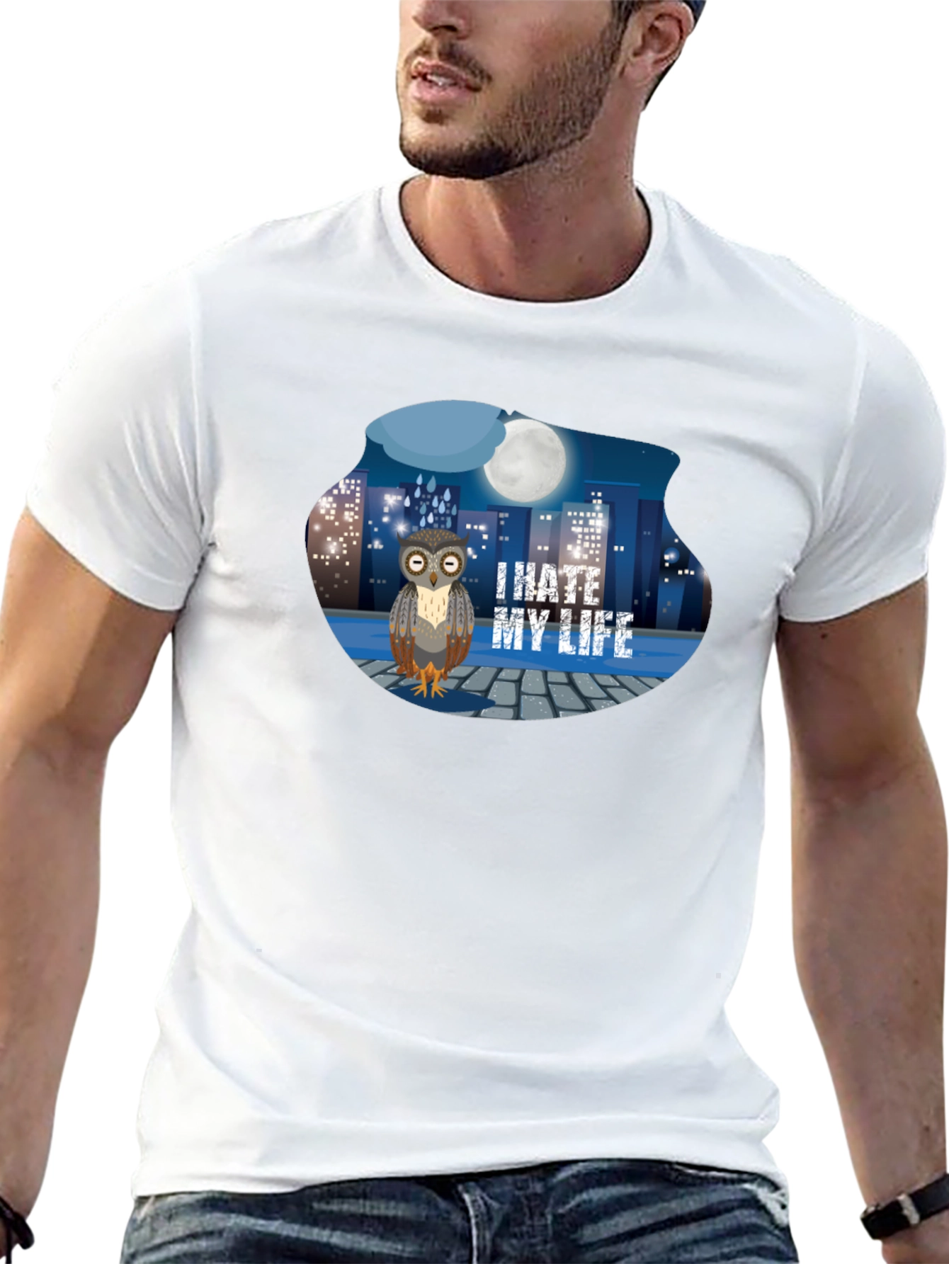 I Hate My Life Owl T-Shirt - Black