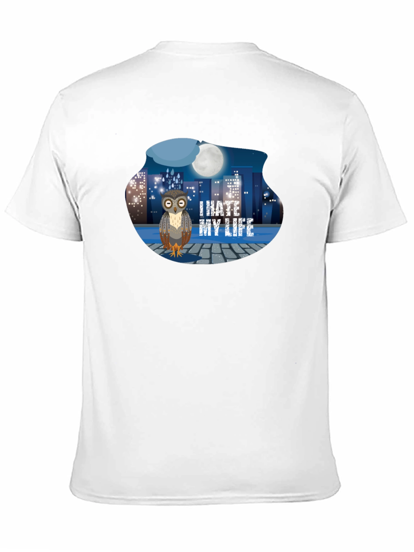 I Hate My Life Owl T-Shirt - Black