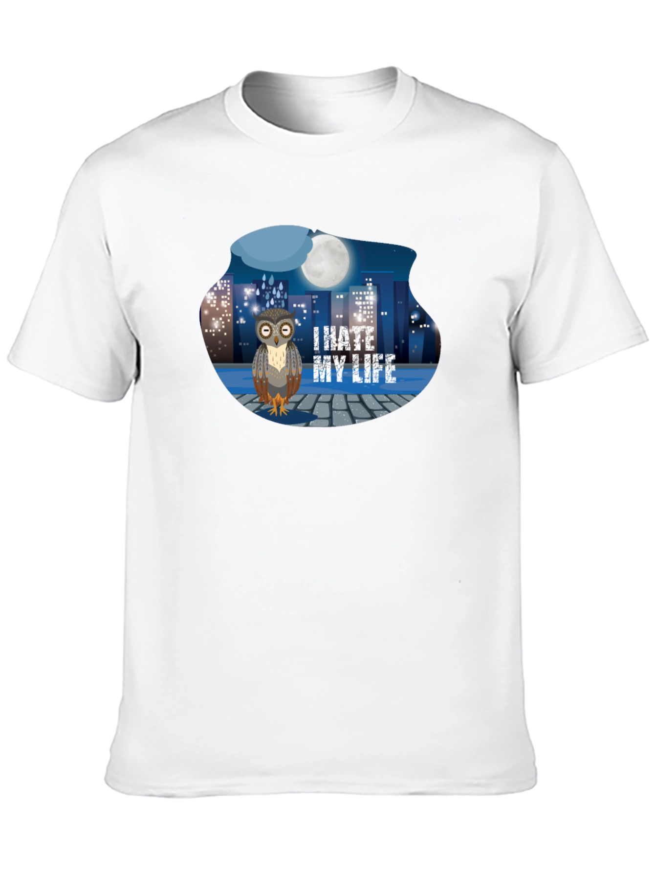 I Hate My Life Owl T-Shirt - Black