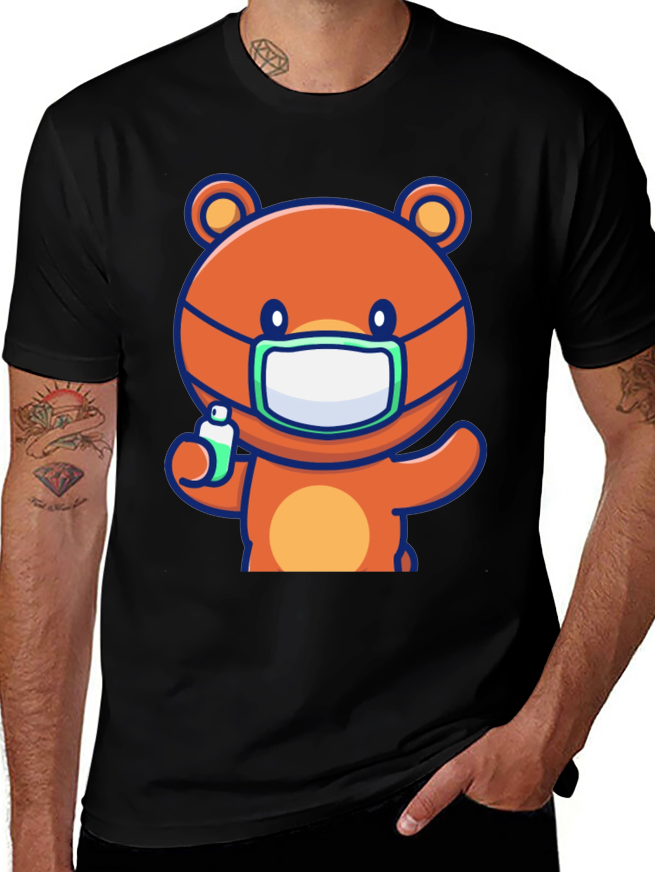 Cute Bear with Mask Graphic Tee