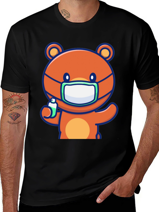 Cute Bear with Mask Graphic Tee