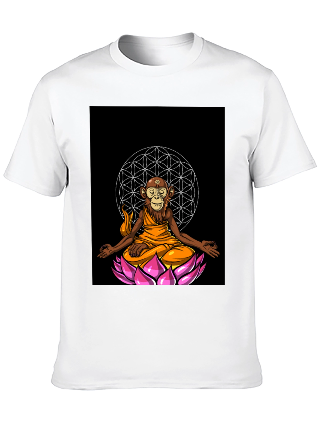Monkey Monk Lotus T-Shirt - Meditating Zen Style Tee