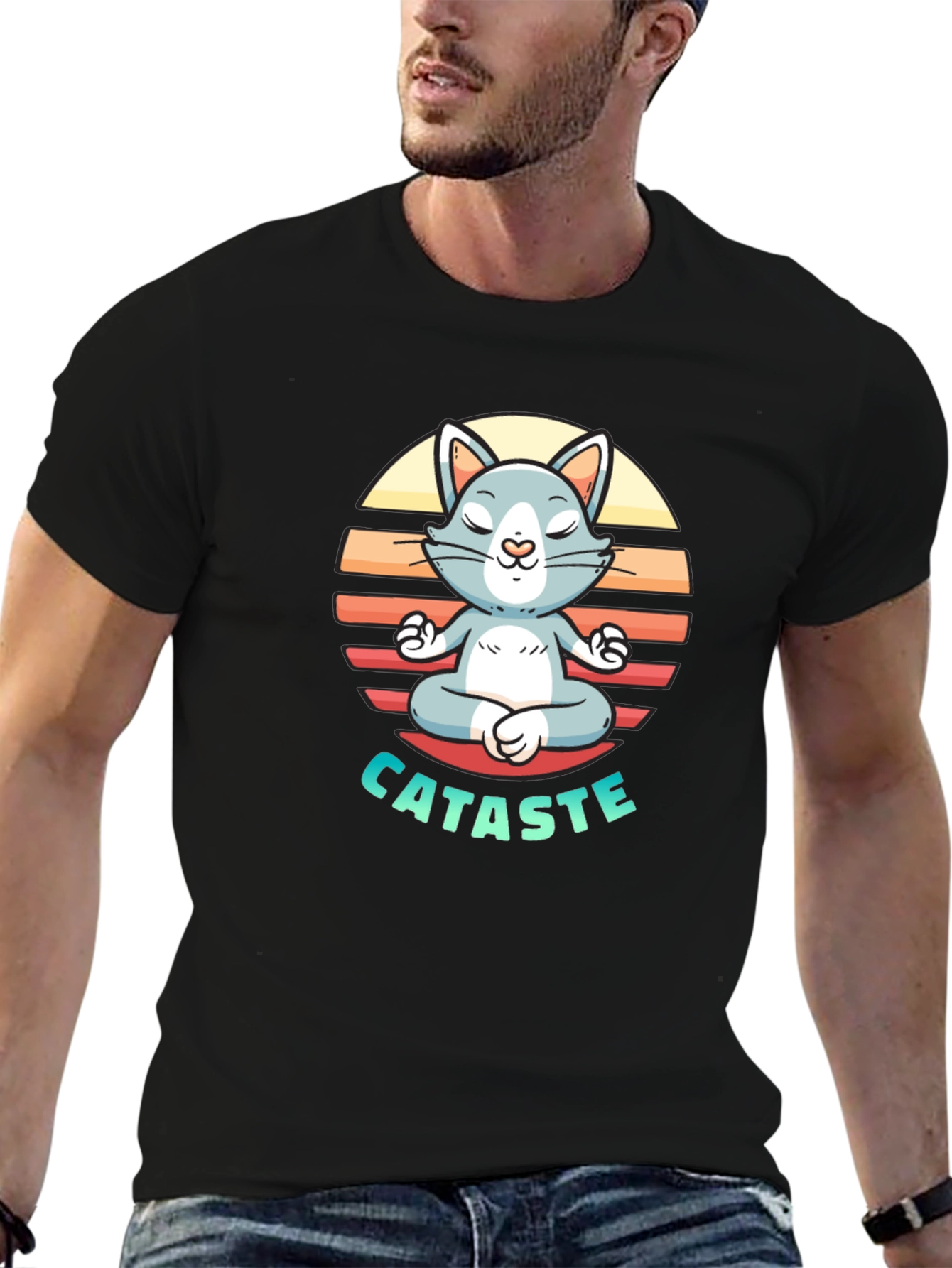 Cataste Yoga Cat T-Shirt - Meditating Funny Tee