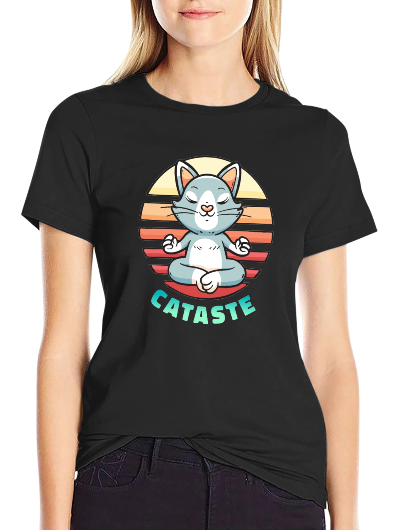 Cataste Yoga Cat T-Shirt - Meditating Funny Tee