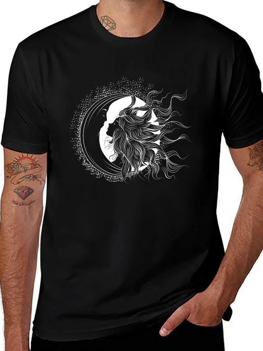 Celestial Silhouette Graphic Black T-Shirt