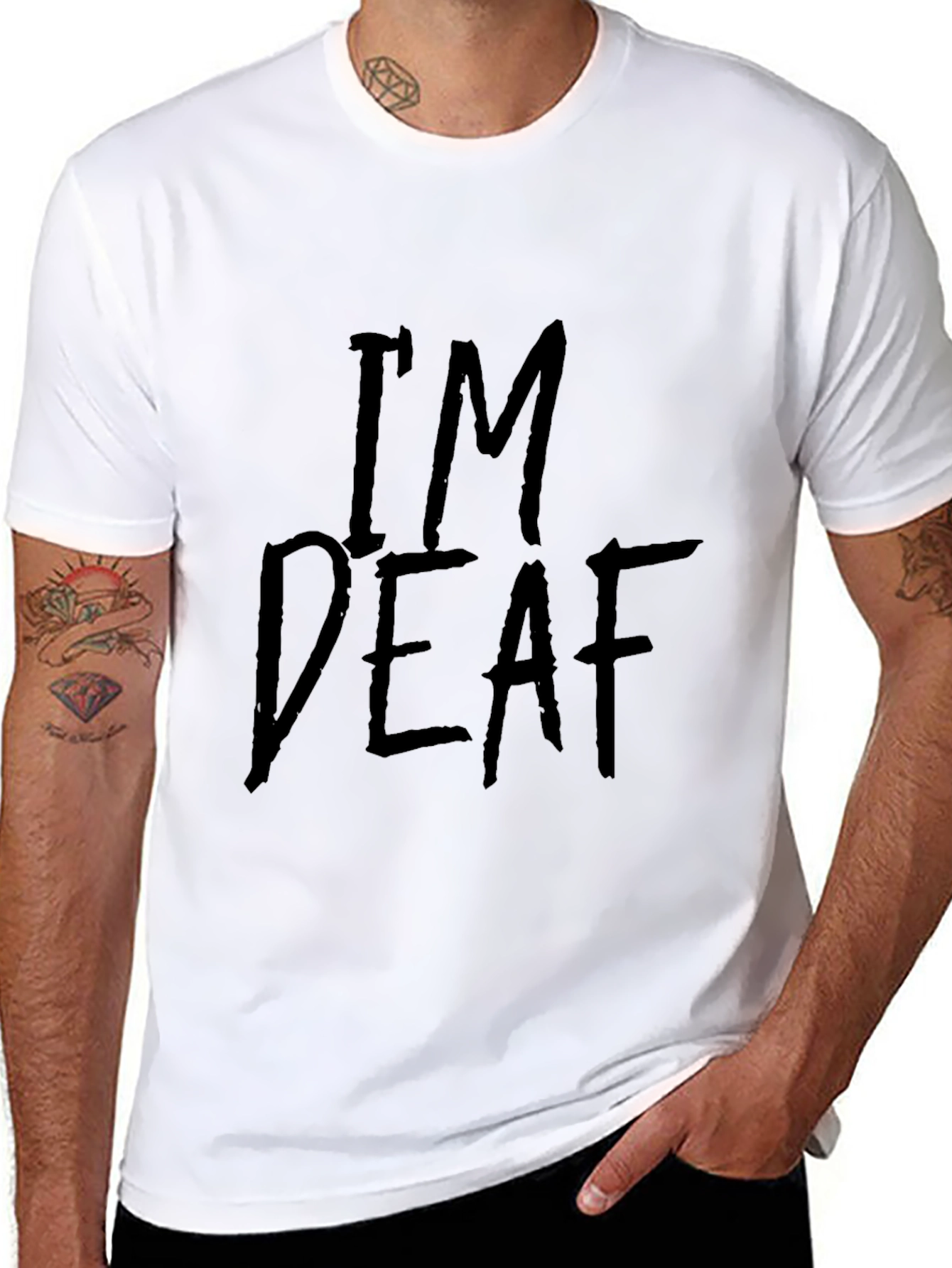 Im Deaf Graphic T-Shirt - Black Crew Neck Tee