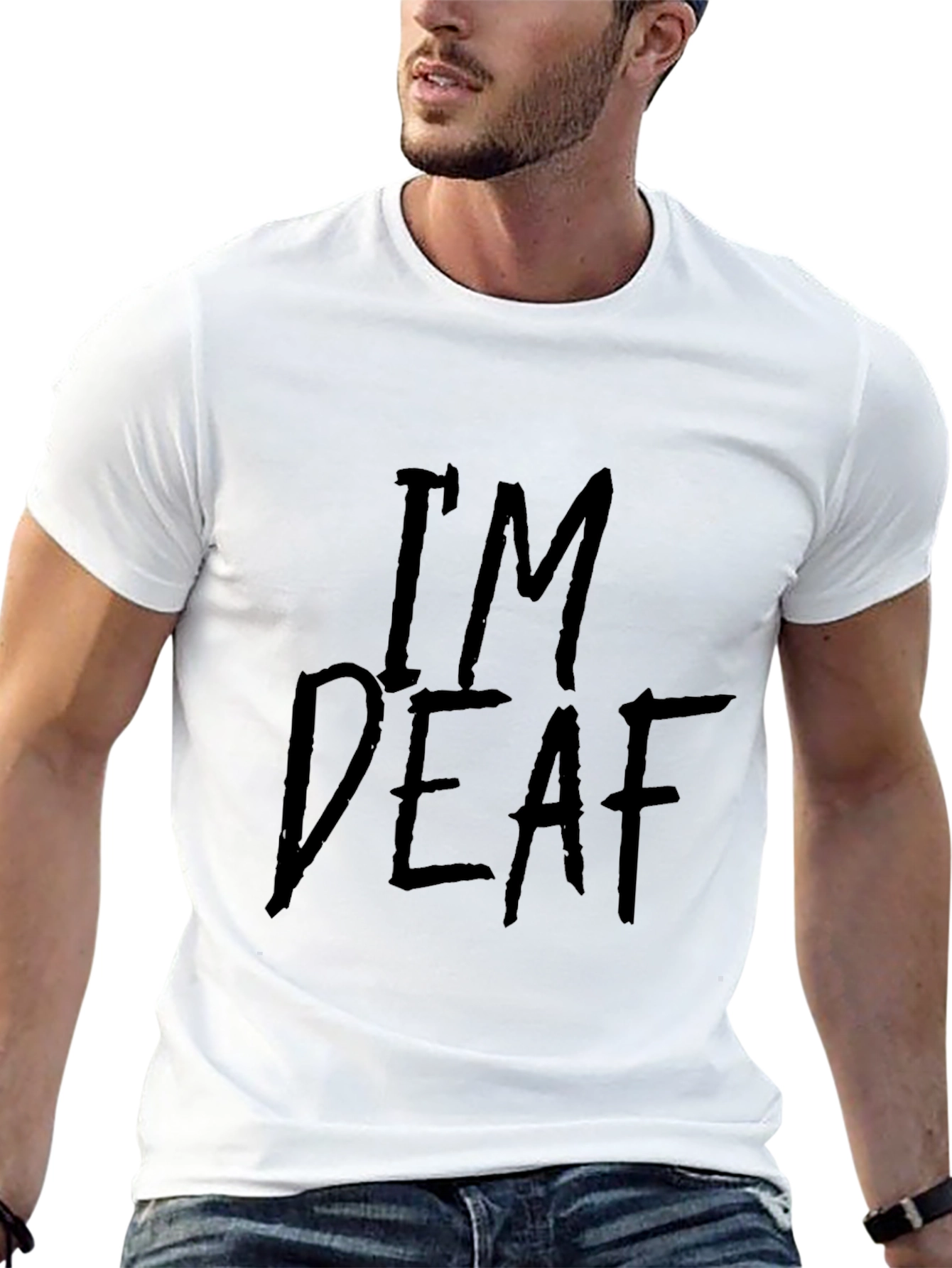 Im Deaf Graphic T-Shirt - Black Crew Neck Tee