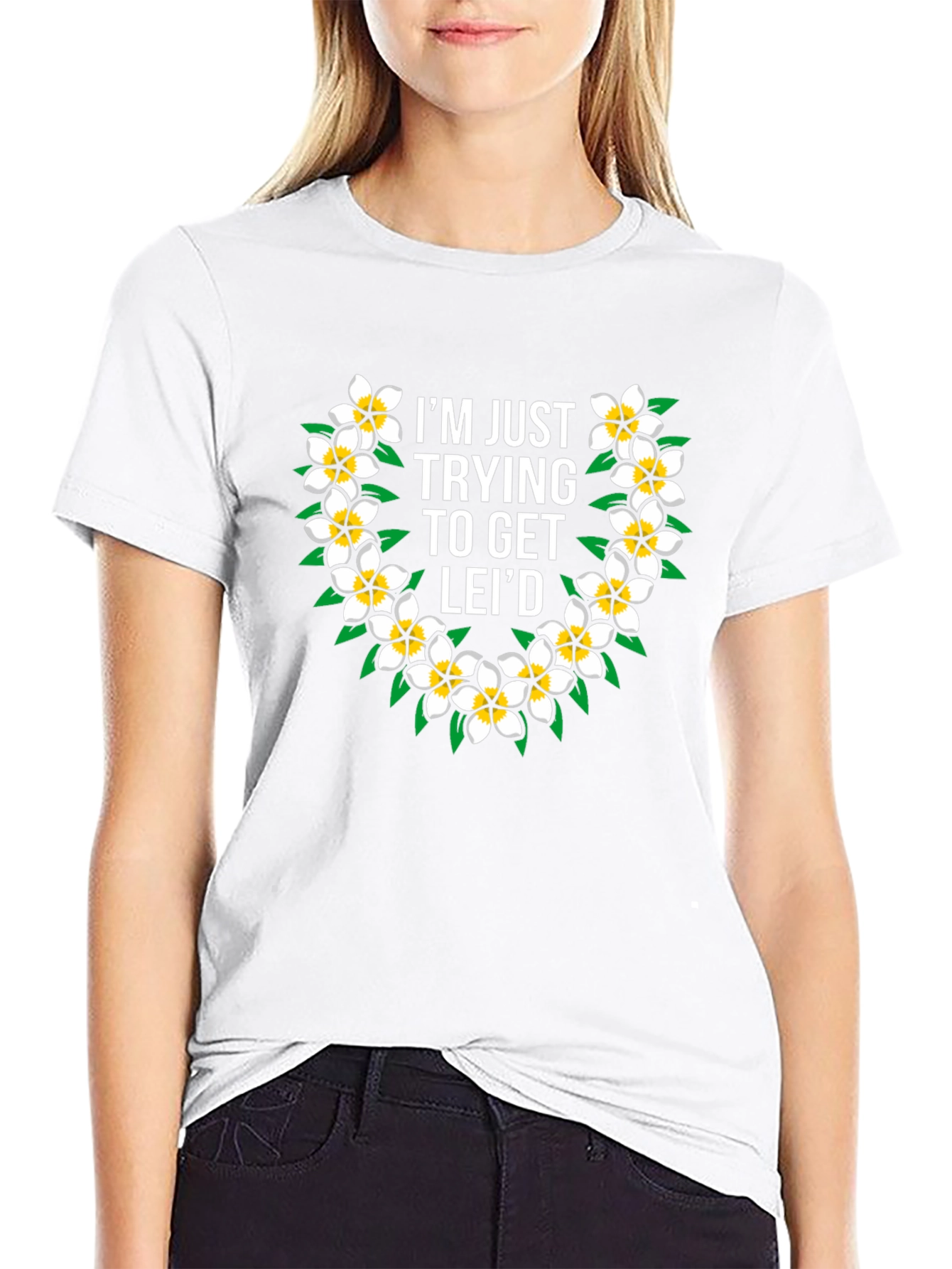 Funny Hawaiian Flower Lei T-Shirt - Get Leid