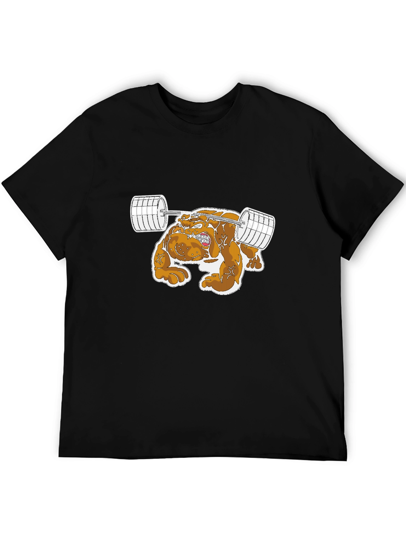 Bulldog Weightlifter Graphic Tee - Black Cotton T-Shirt