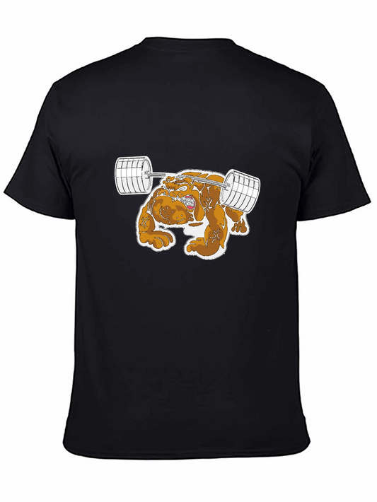 Bulldog Weightlifter Graphic Tee - Black Cotton T-Shirt