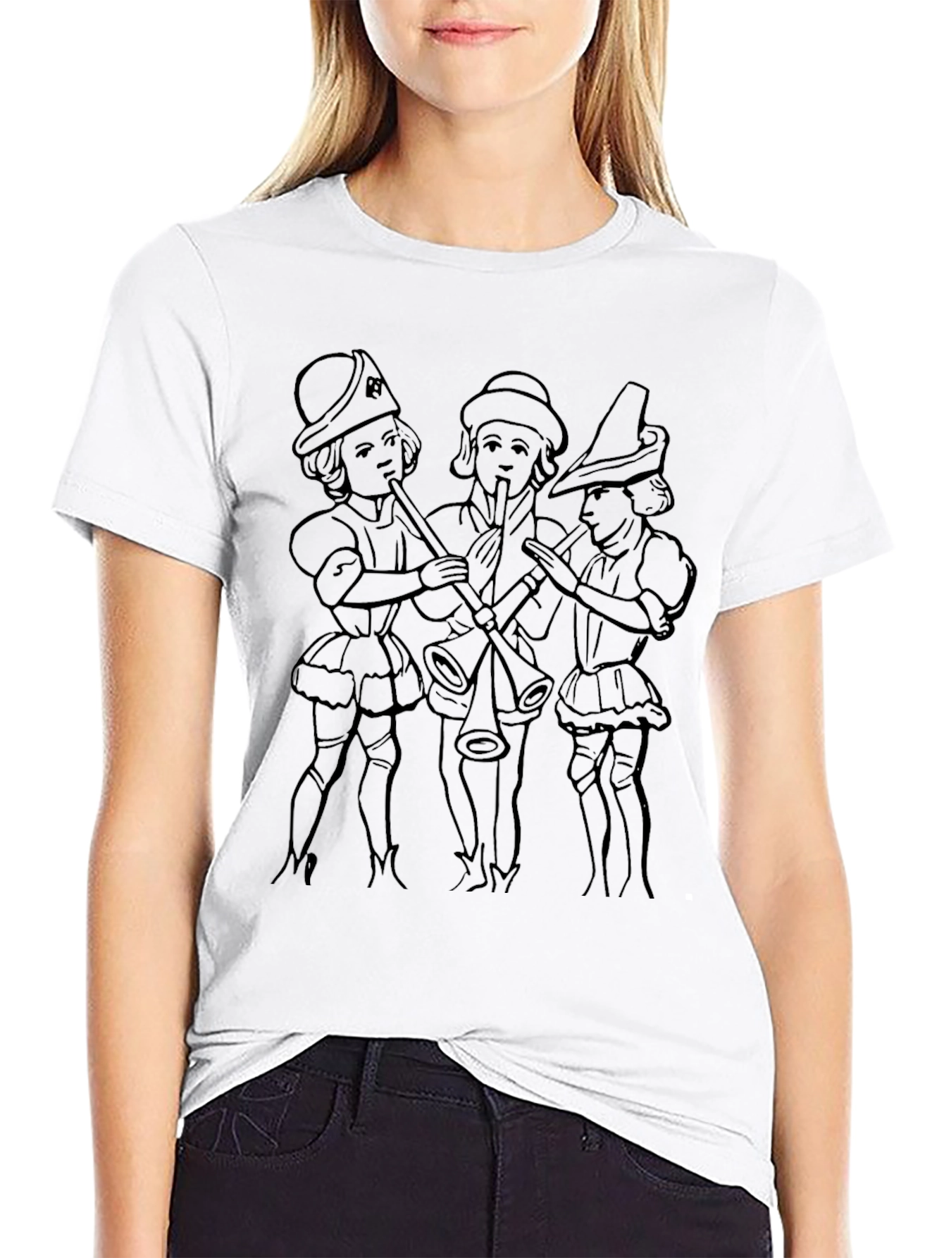 Renaissance Musicians Graphic Tee - Black Cotton T-Shirt