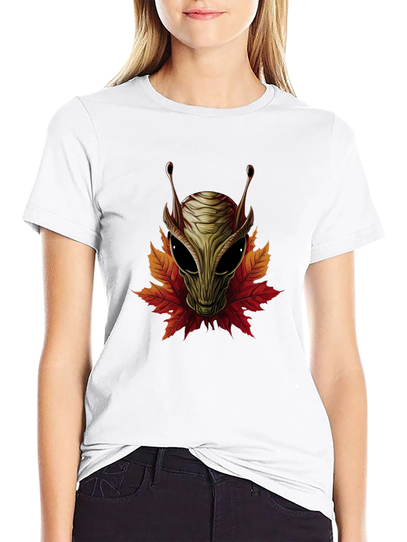 Alien Leaves Graphic Tee - Black T-Shirt
