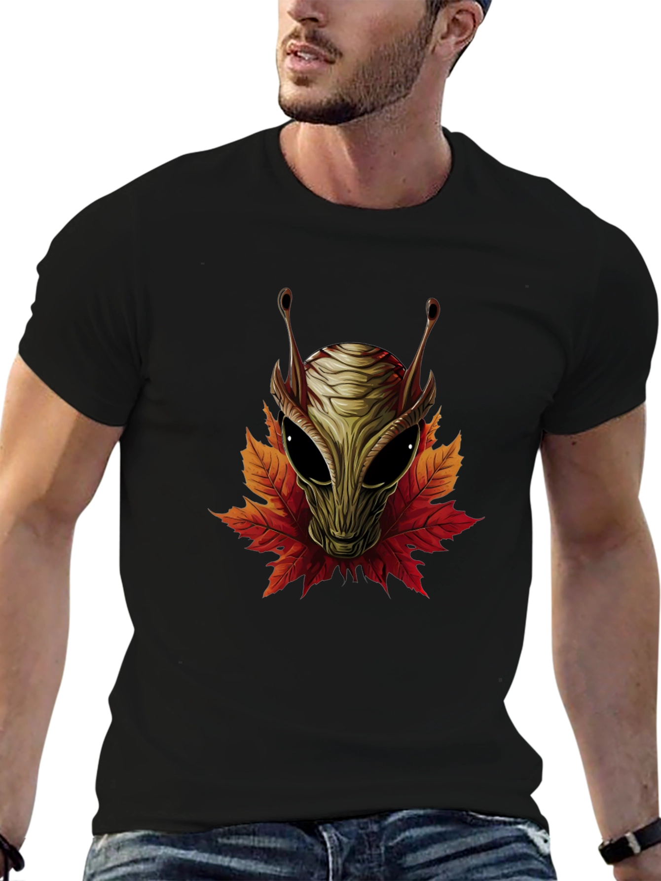 Alien Leaves Graphic Tee - Black T-Shirt