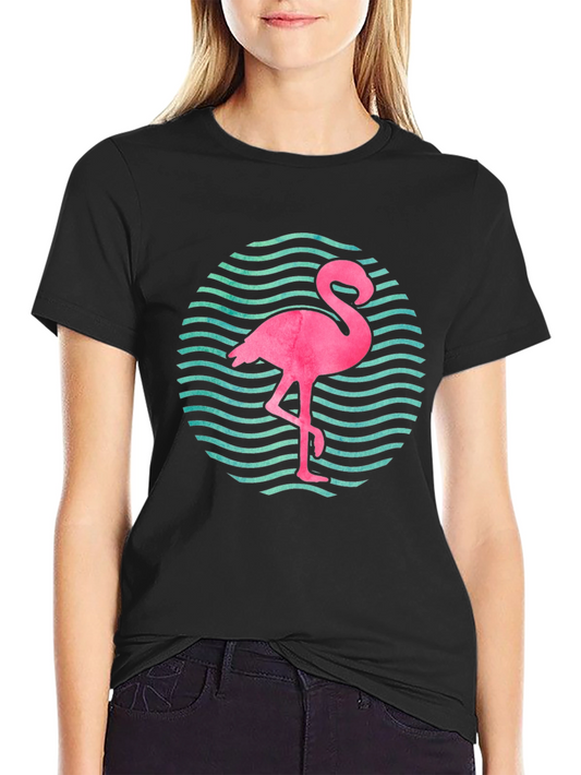 Flamingo Wave Graphic Tee - Black